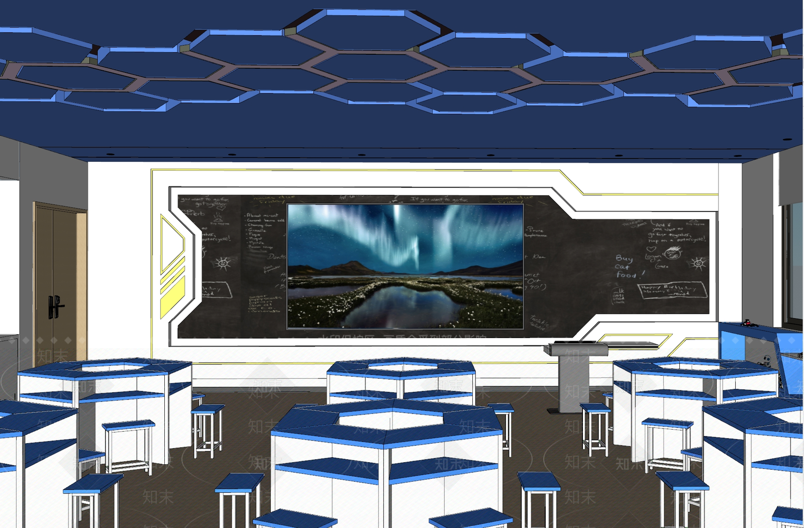 现代科学教室SU模型下载【ID:1157443186】