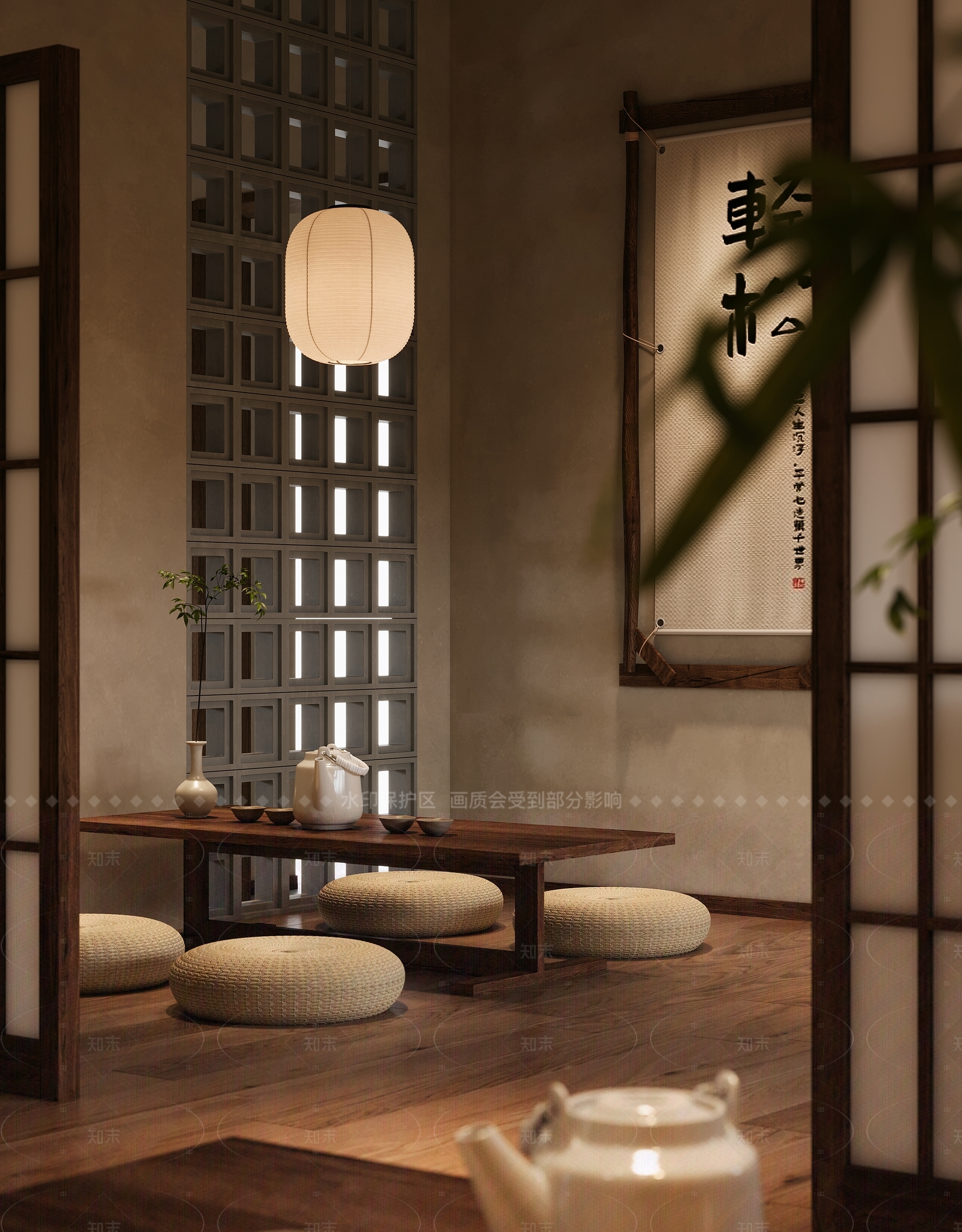 侘寂风休闲茶馆3D模型下载【ID:1157451026】