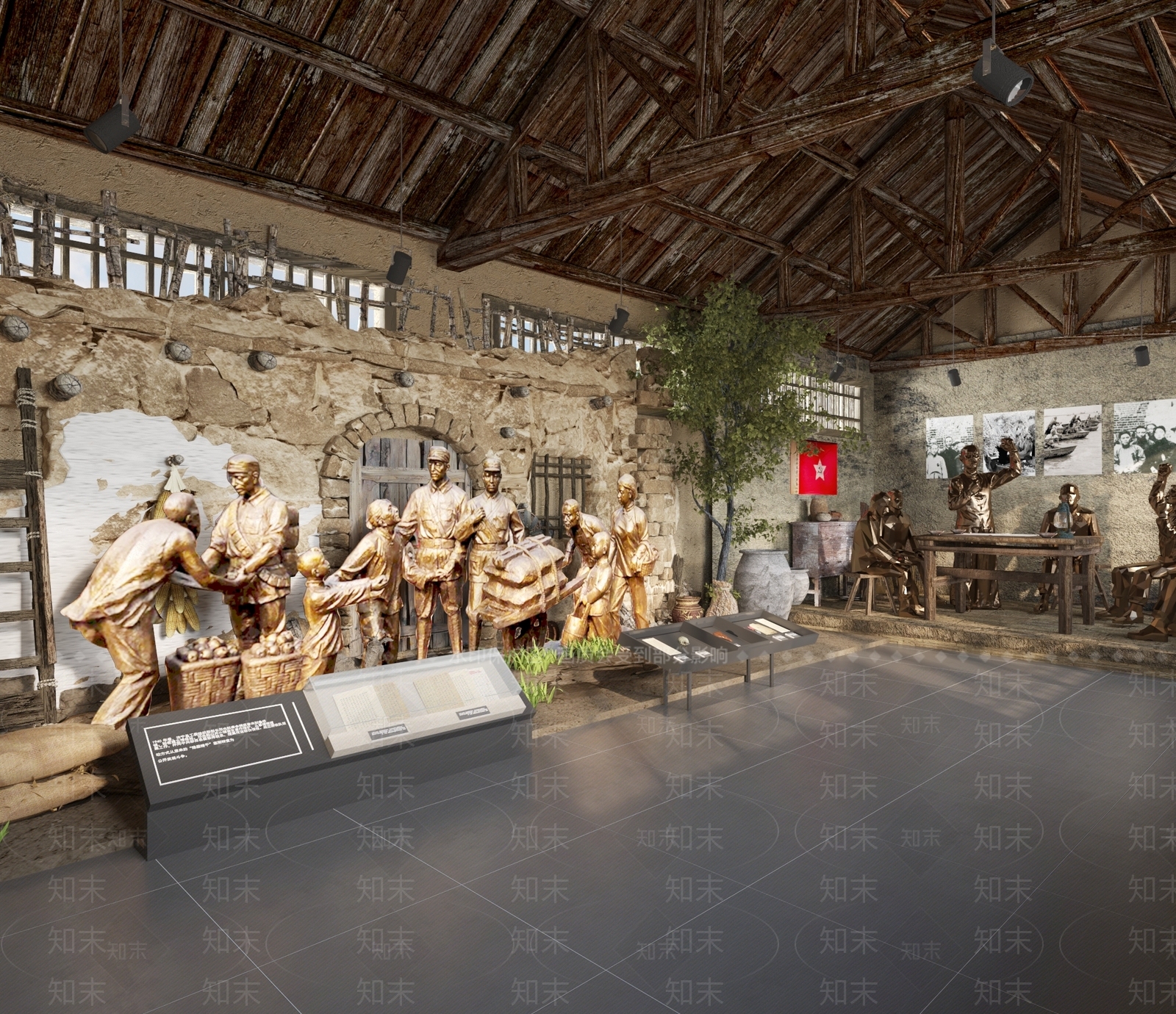 现代抗战展厅微场景3D模型下载【ID:1157452326】