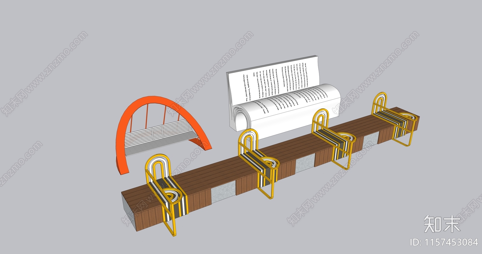 现代校园公园景观座椅SU模型下载【ID:1157453084】