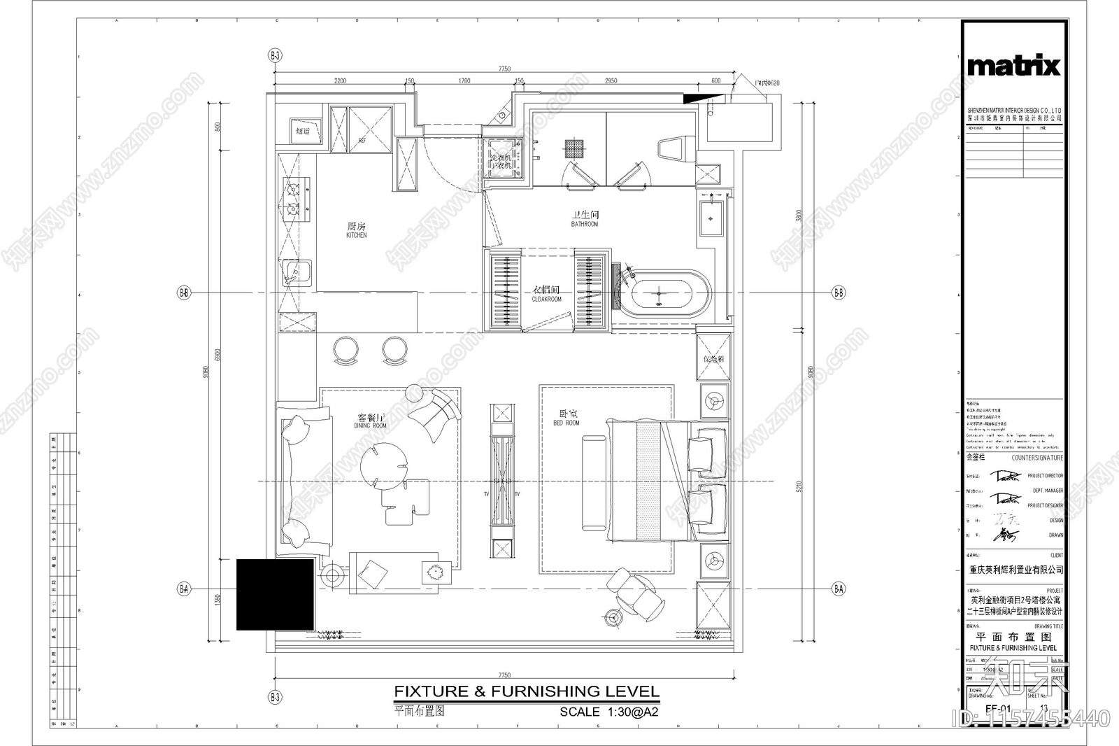 公寓小户型平面布局图标准房型住宅样板间平层复式cad施工图下载【ID:1157455440】