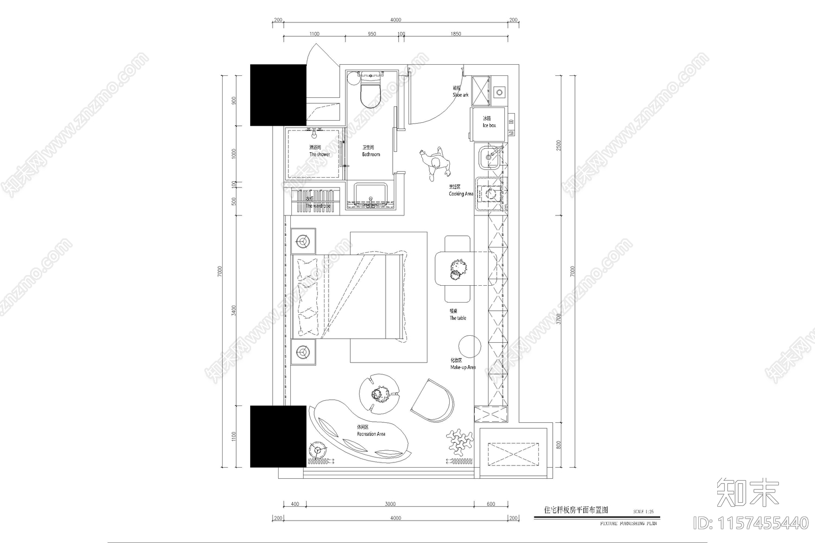 公寓小户型平面布局图标准房型住宅样板间平层复式cad施工图下载【ID:1157455440】