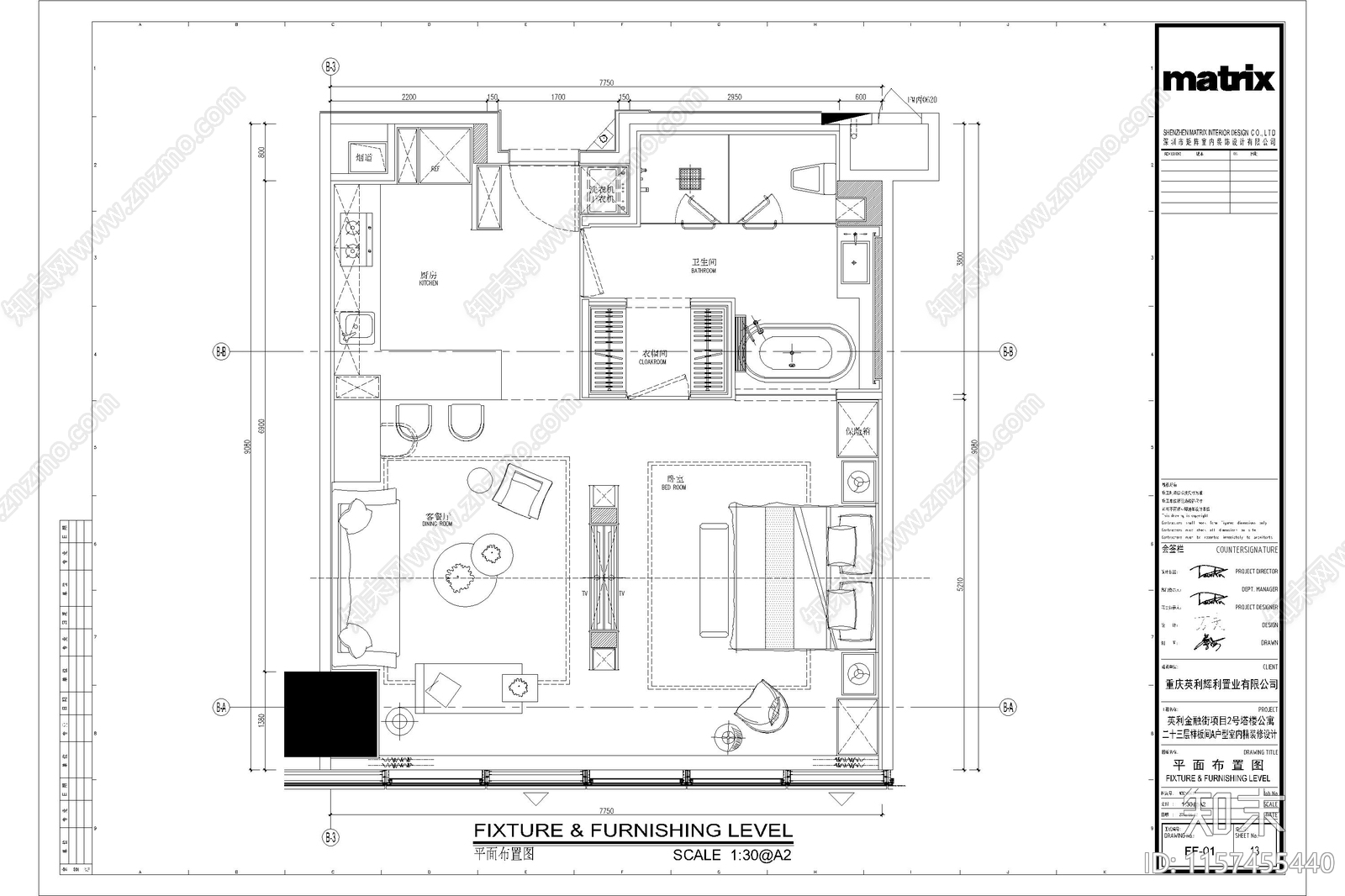 公寓小户型平面布局图标准房型住宅样板间平层复式cad施工图下载【ID:1157455440】