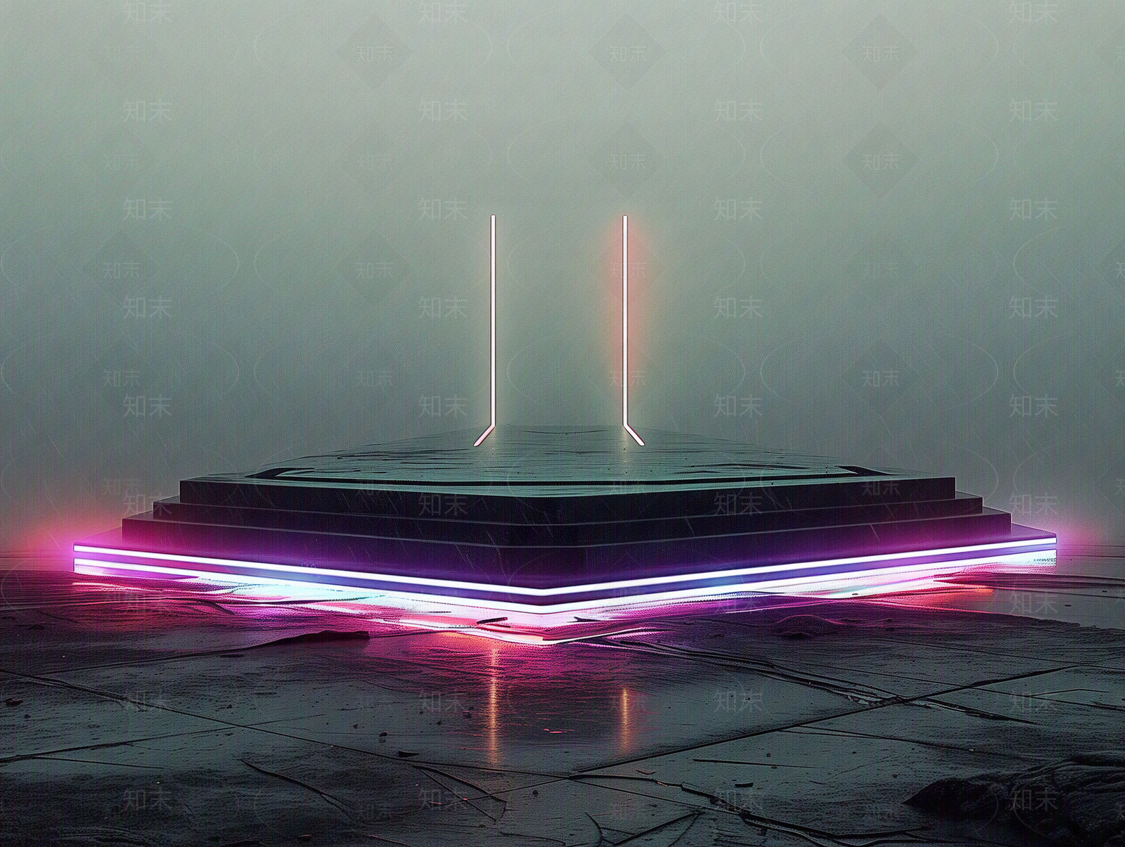 雾天赛博舞台科幻外景贴图下载【ID:1157456271】