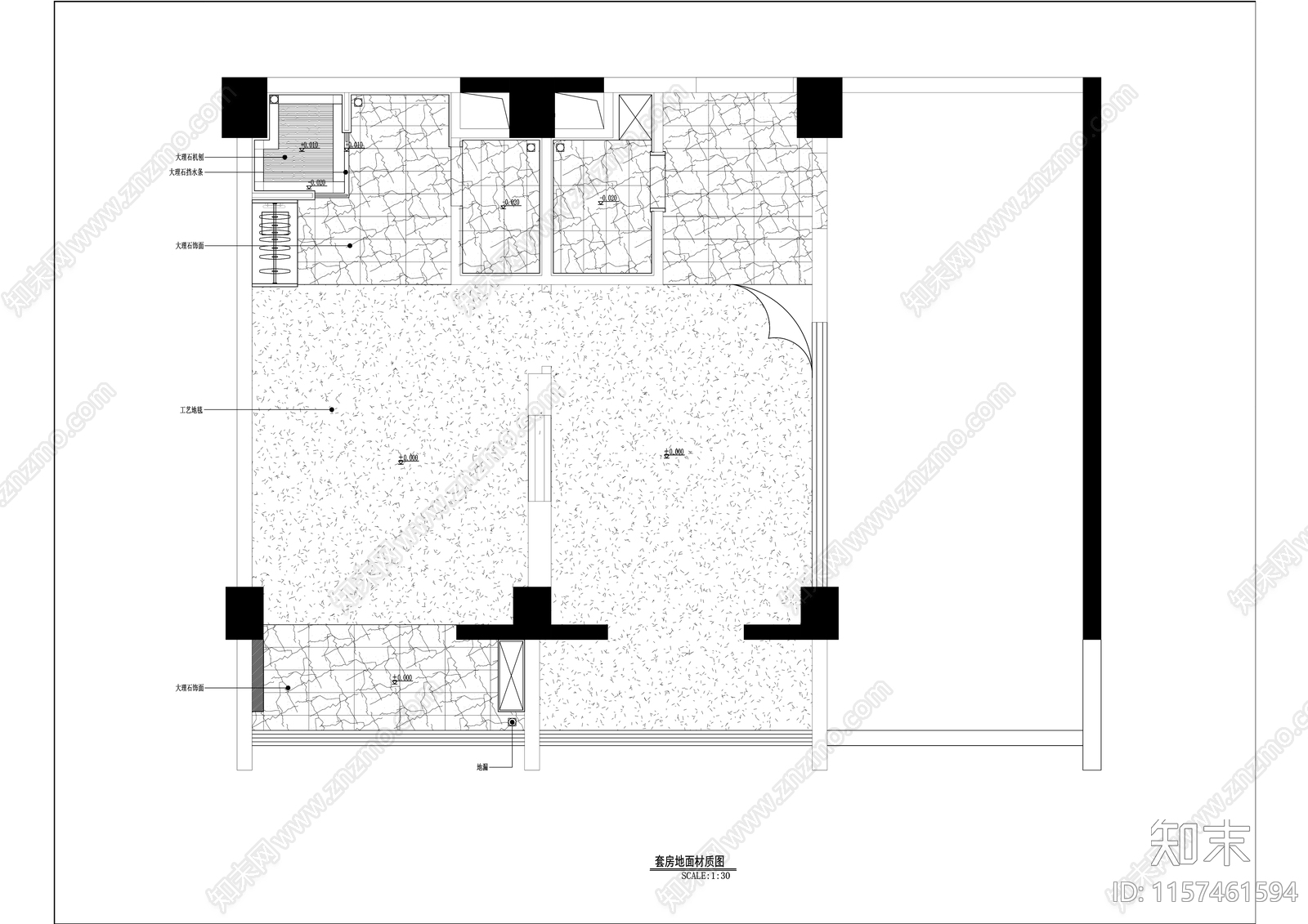 现代简约风格酒店家庭套间带阳台客房室内精装修cad施工图下载【ID:1157461594】