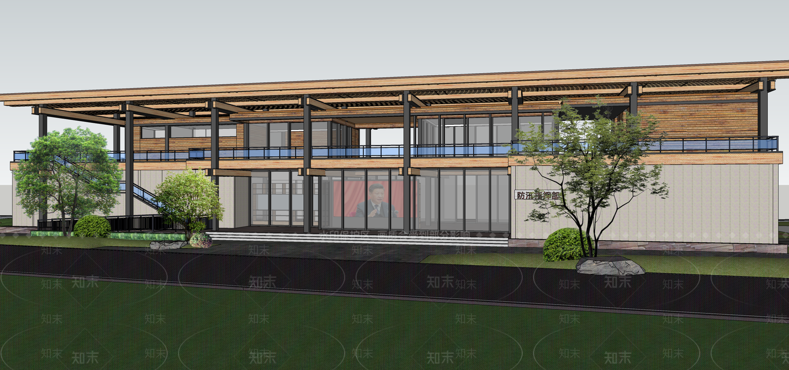 现代游客中心SU模型下载【ID:1157462921】