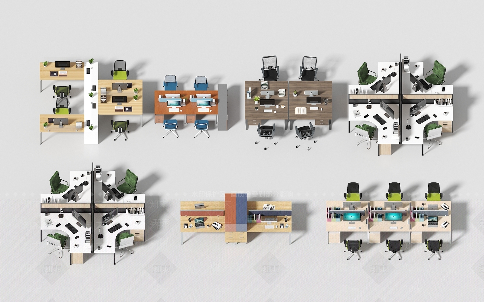 现代办公桌椅3D模型下载【ID:1157467248】
