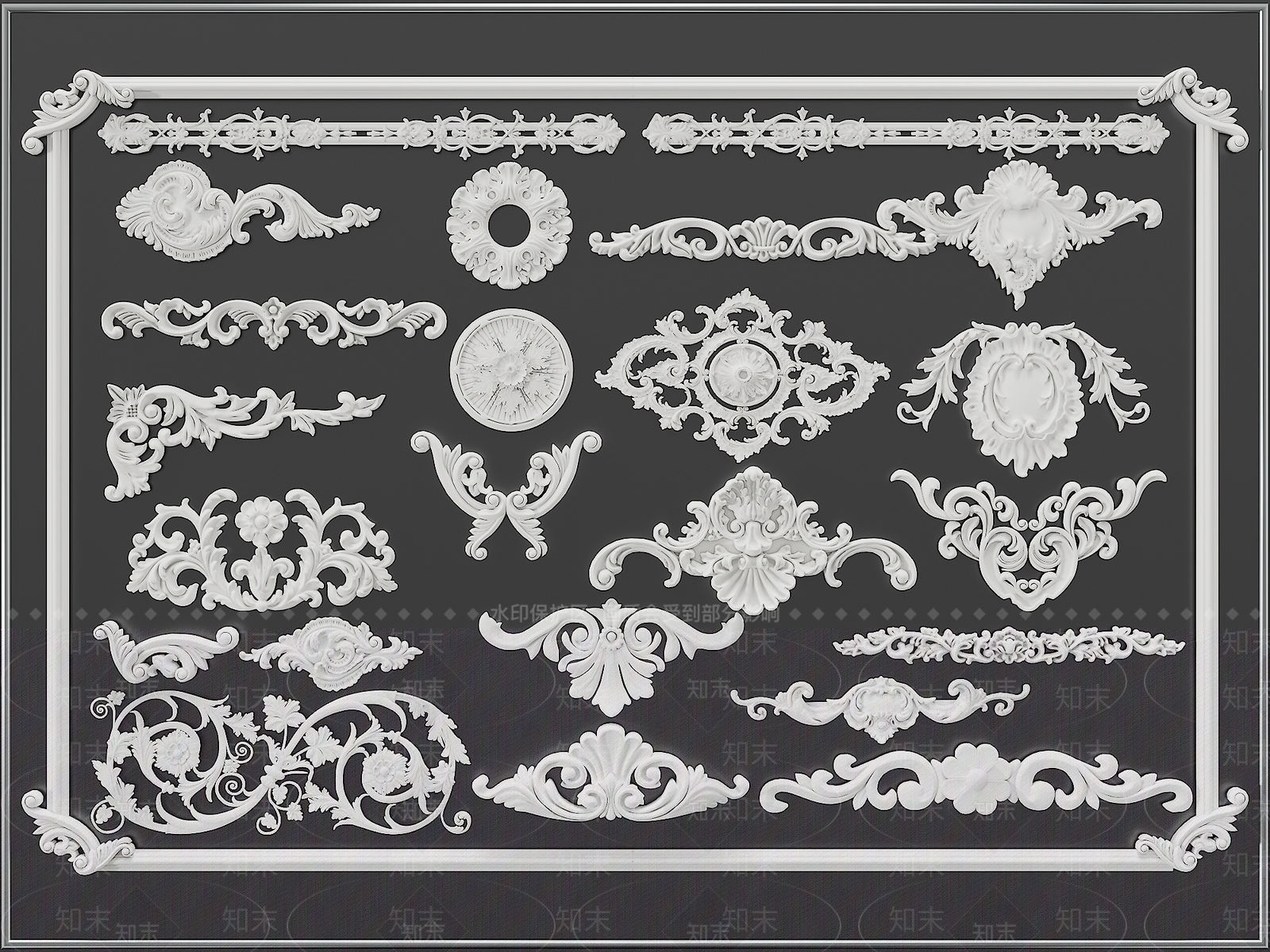 简欧欧式石膏线3D模型下载【ID:1157468752】