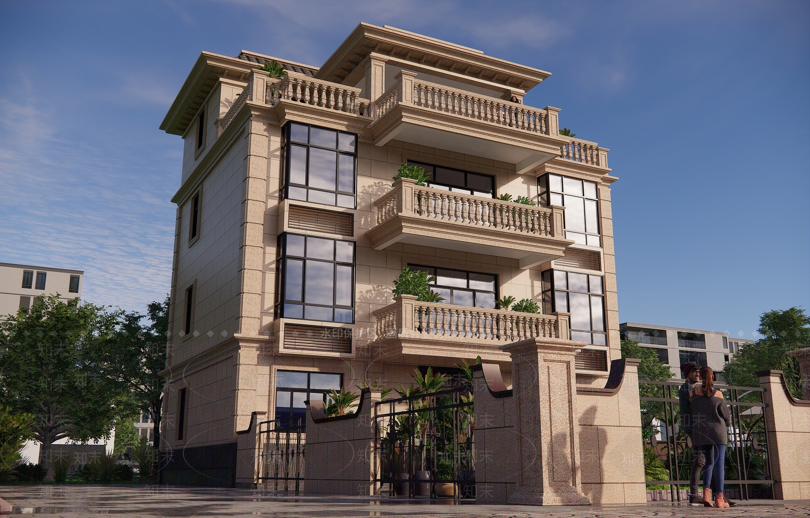 欧式乡村自建别墅SU模型下载【ID:1157470610】