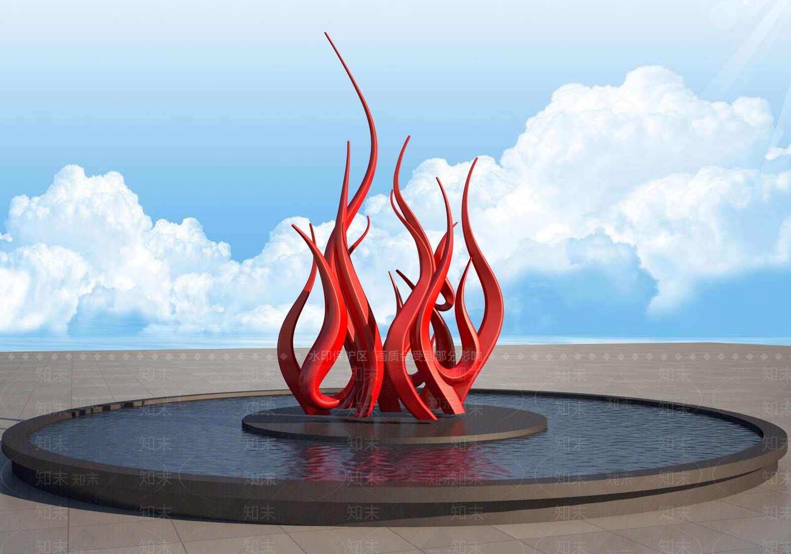 现代火焰雕塑3D模型下载【ID:1157470473】