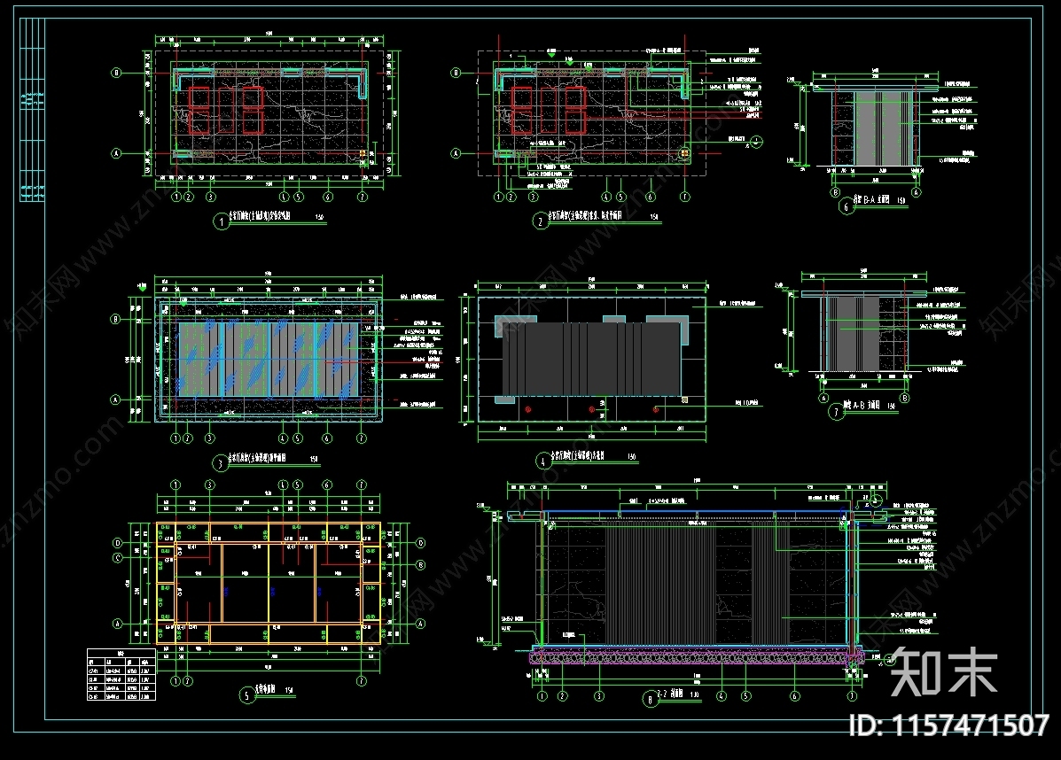 5套景观廊架景观亭CAcad施工图下载【ID:1157471507】