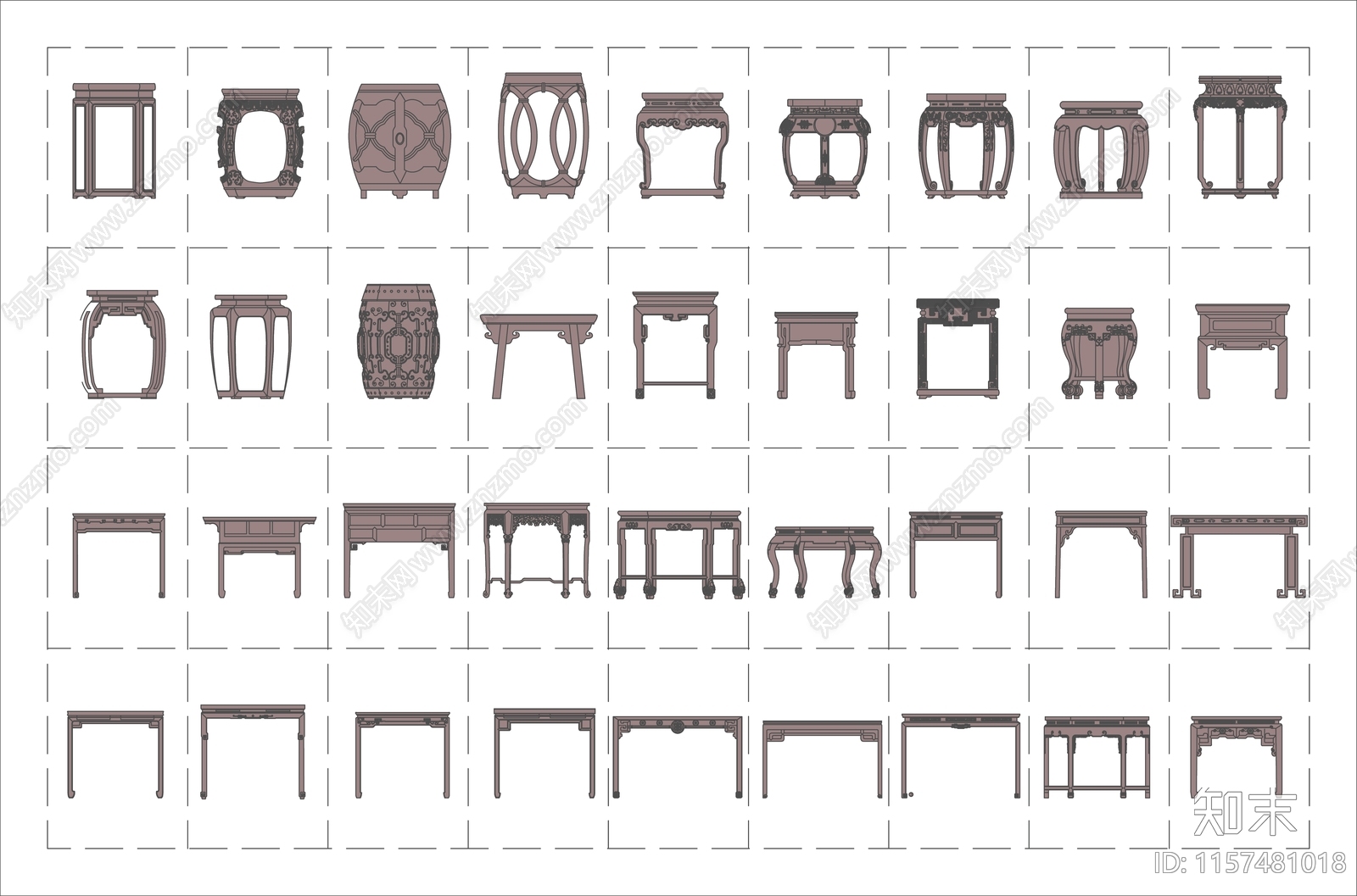 中式桌凳施工图下载【ID:1157481018】