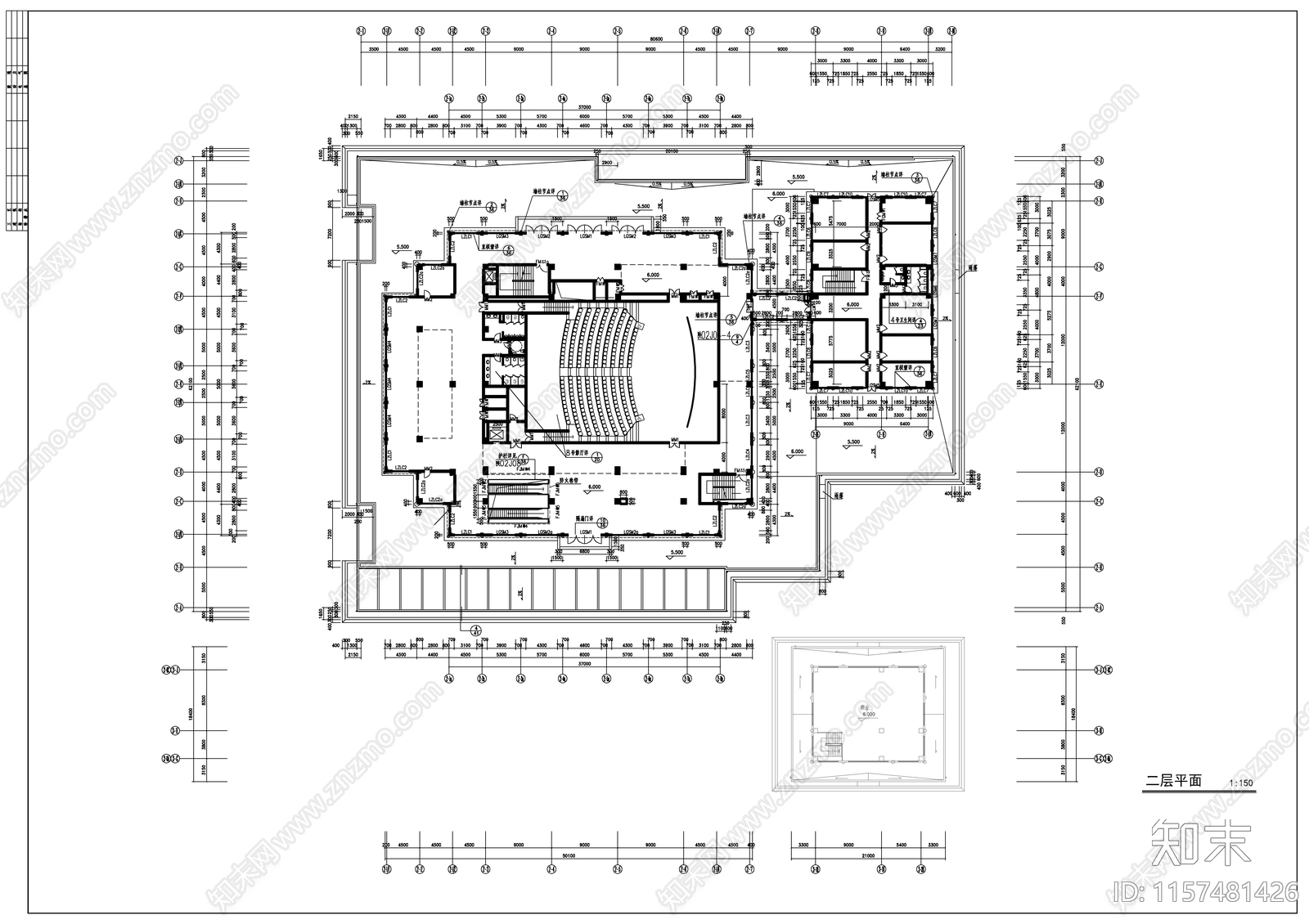 某仿古风格大型电影院建筑图cad施工图下载【ID:1157481426】