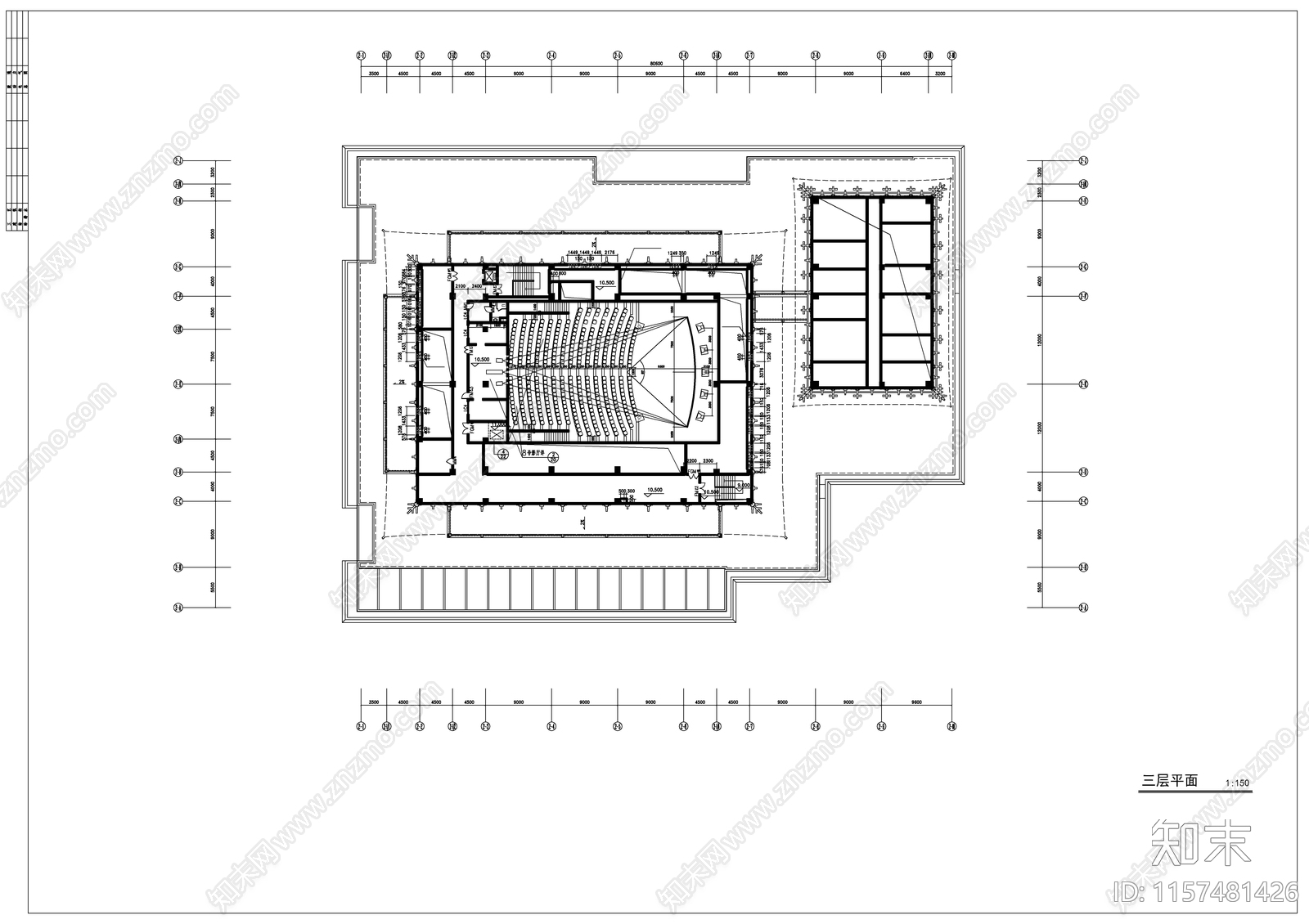 某仿古风格大型电影院建筑图cad施工图下载【ID:1157481426】