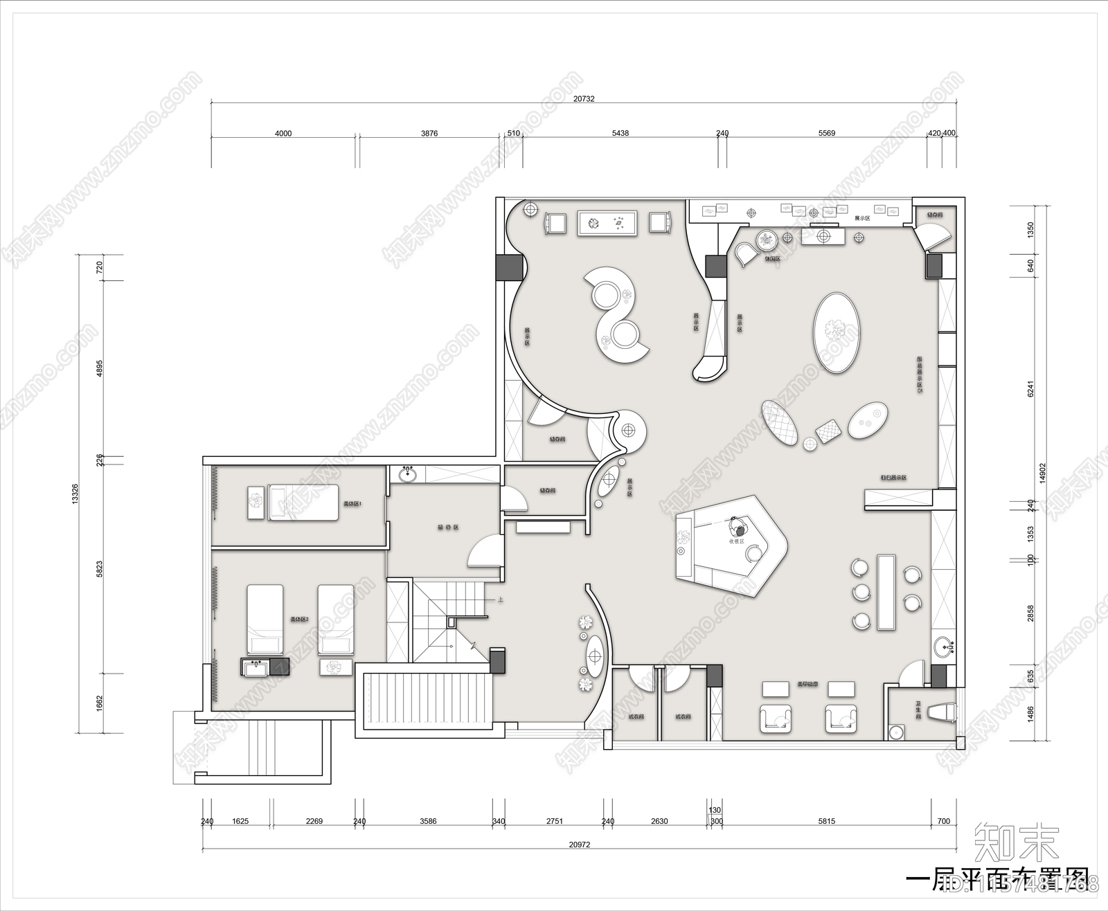 400平米双层服装店平面布置图cad施工图下载【ID:1157481768】