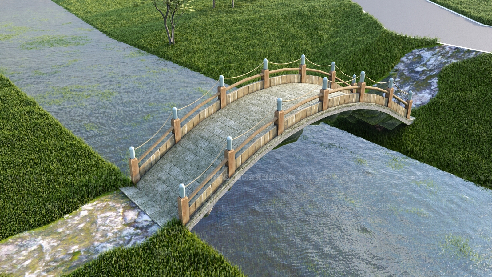 中式景观拱桥SU模型下载【ID:1157482089】