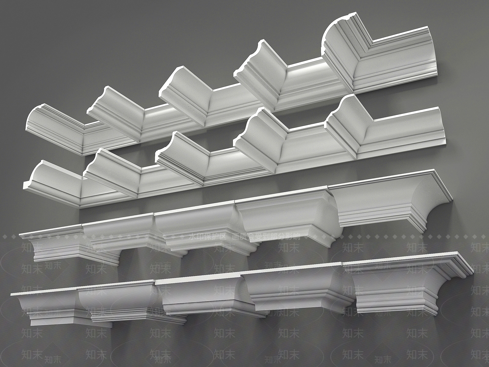 简欧线条3D模型渲染效果图