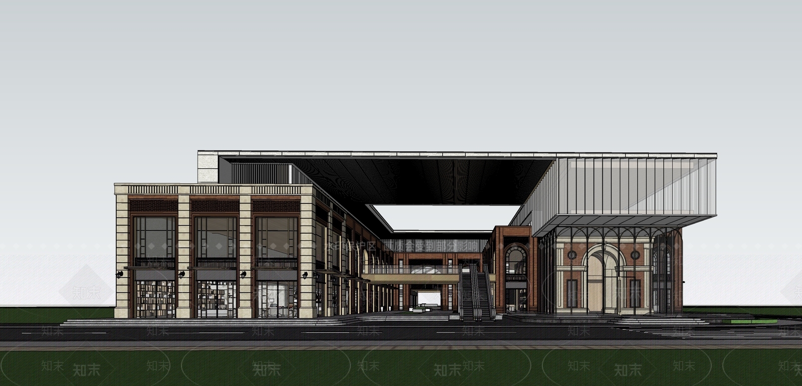现代旧改商业建筑SU模型下载【ID:1157489606】