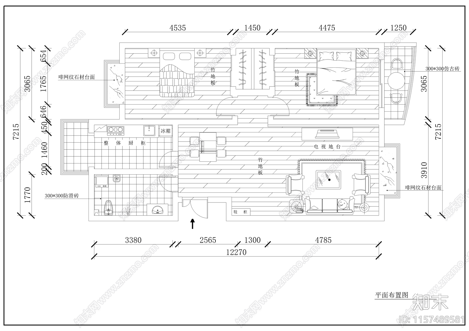 家装设计图cad施工图下载【ID:1157489581】