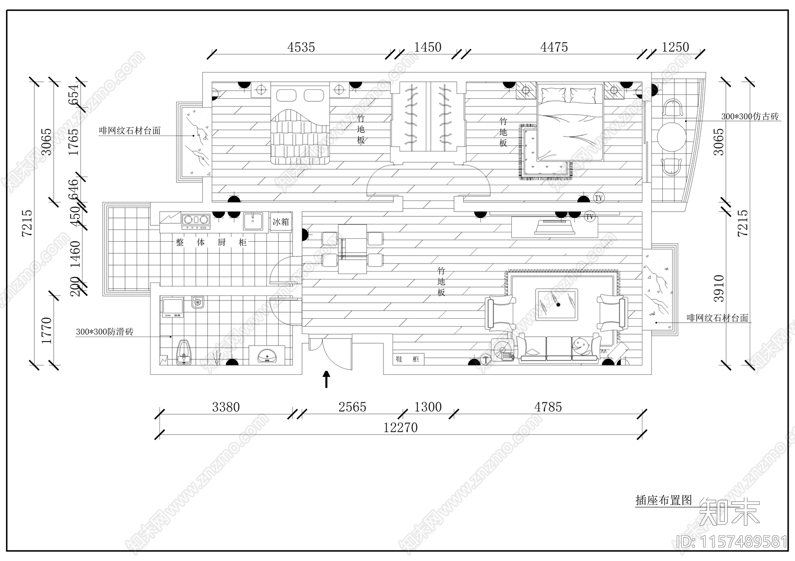 家装设计图cad施工图下载【ID:1157489581】