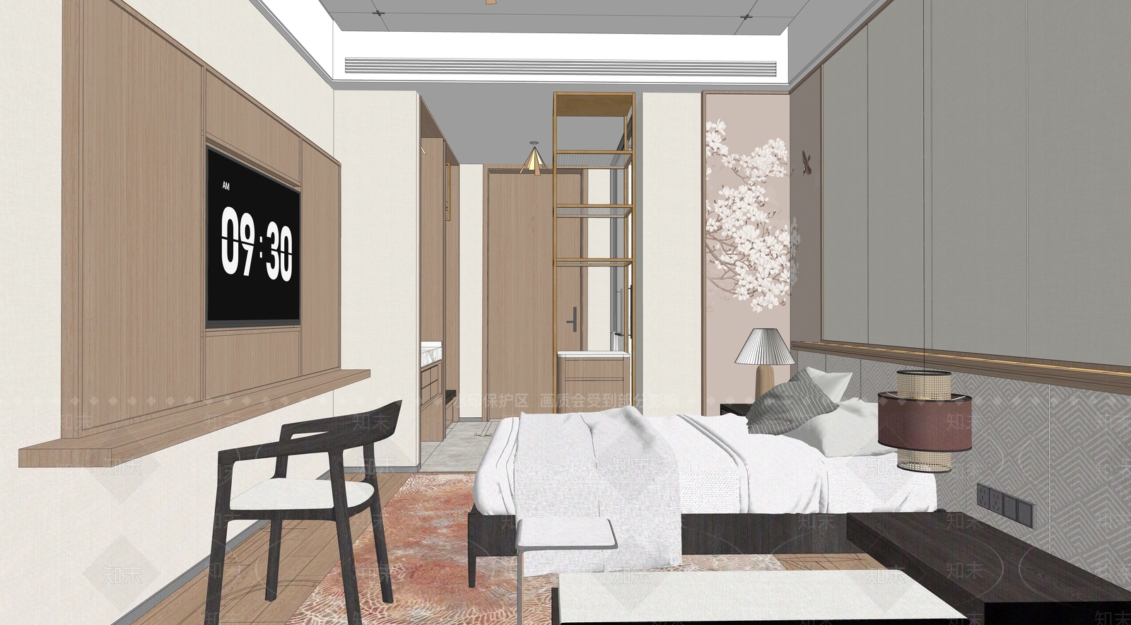 新中式酒店客房SU模型下载【ID:1157492203】