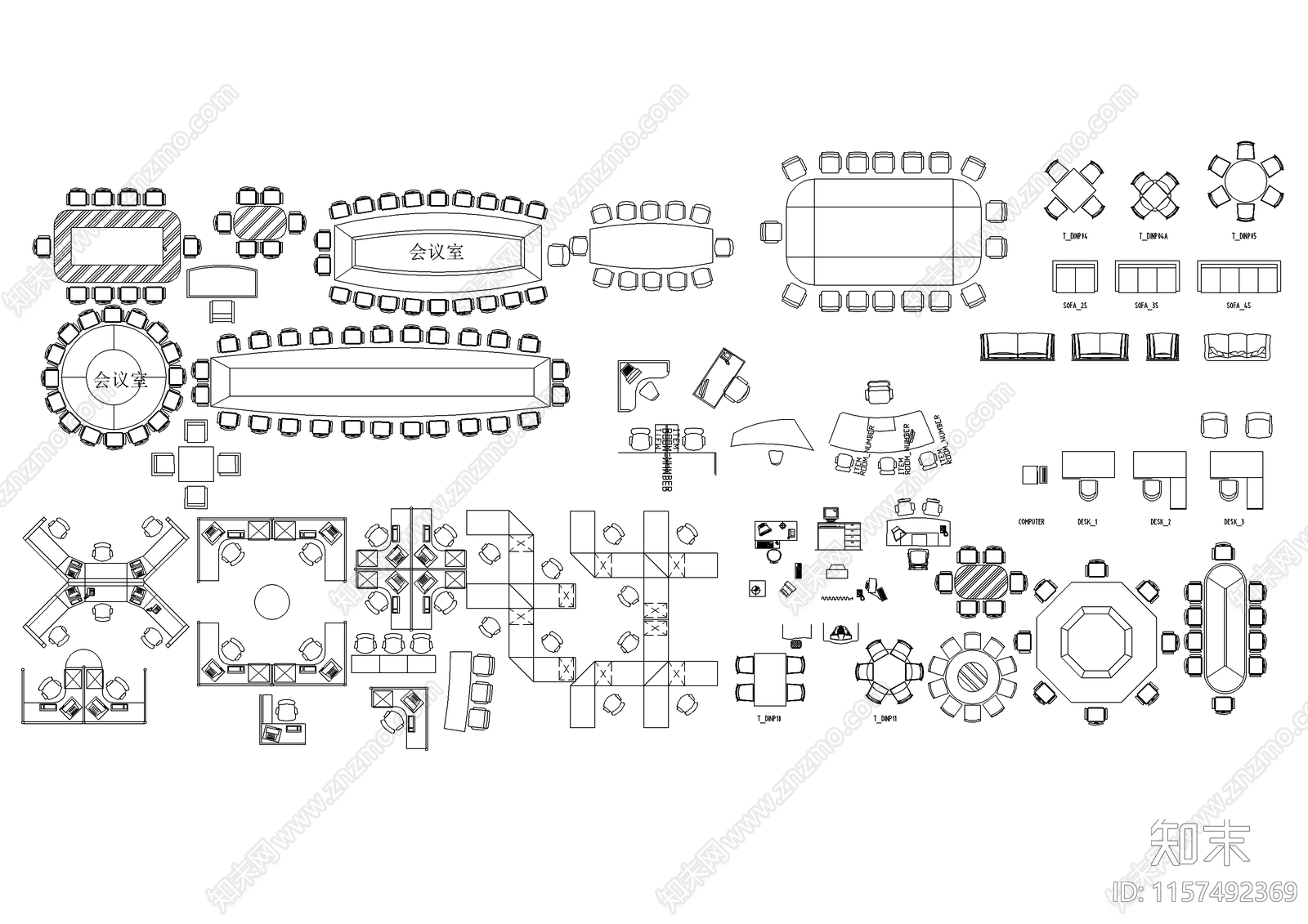 办公桌椅素材图例cad施工图下载【ID:1157492369】
