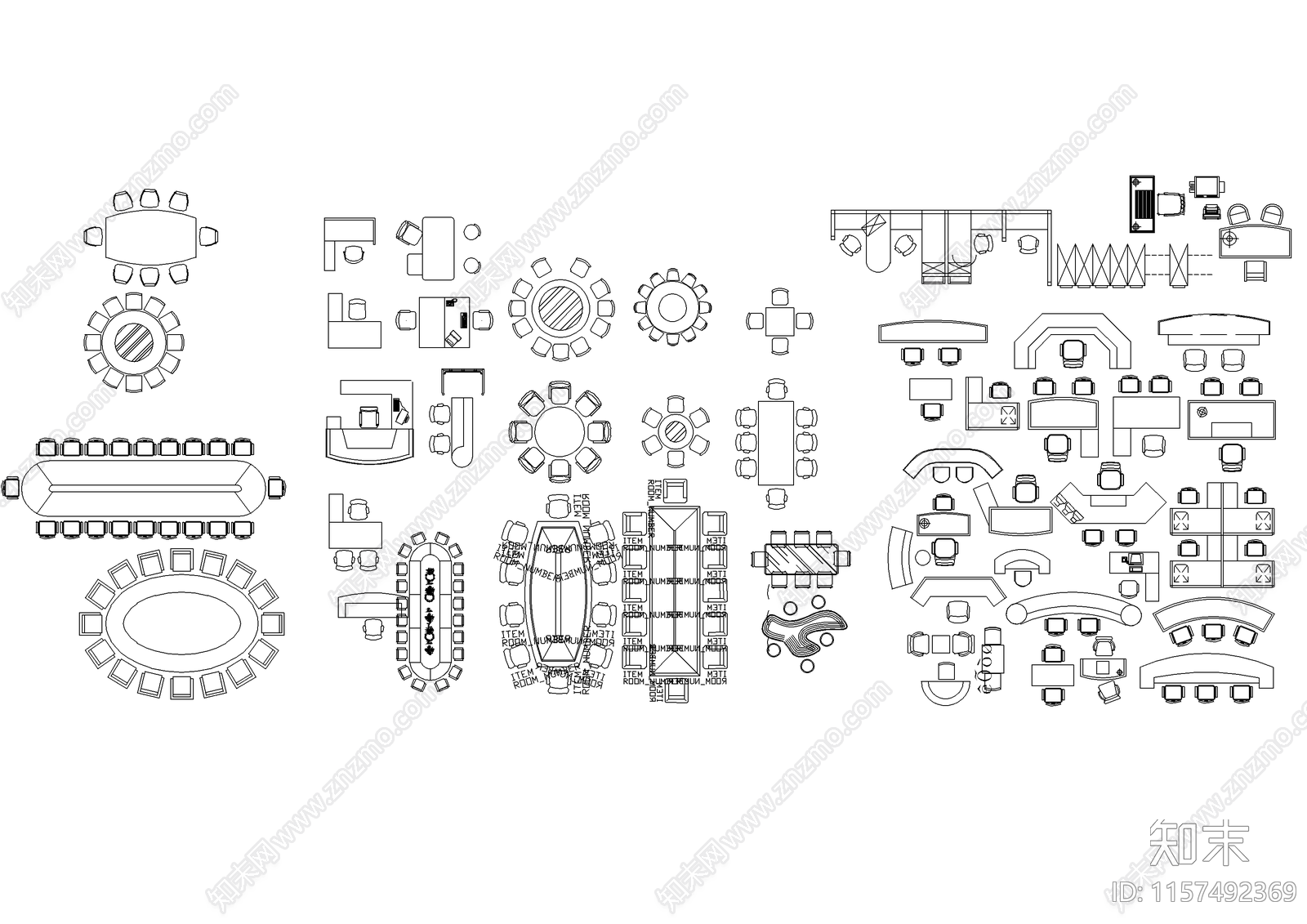 办公桌椅素材图例cad施工图下载【ID:1157492369】