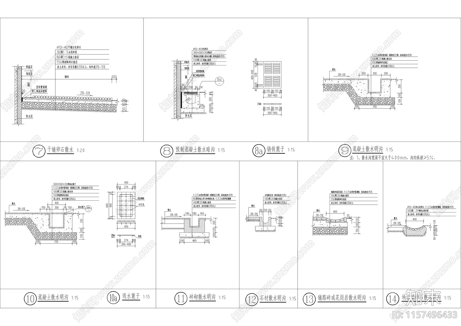 散水及排水沟详图施工图下载【ID:1157496433】