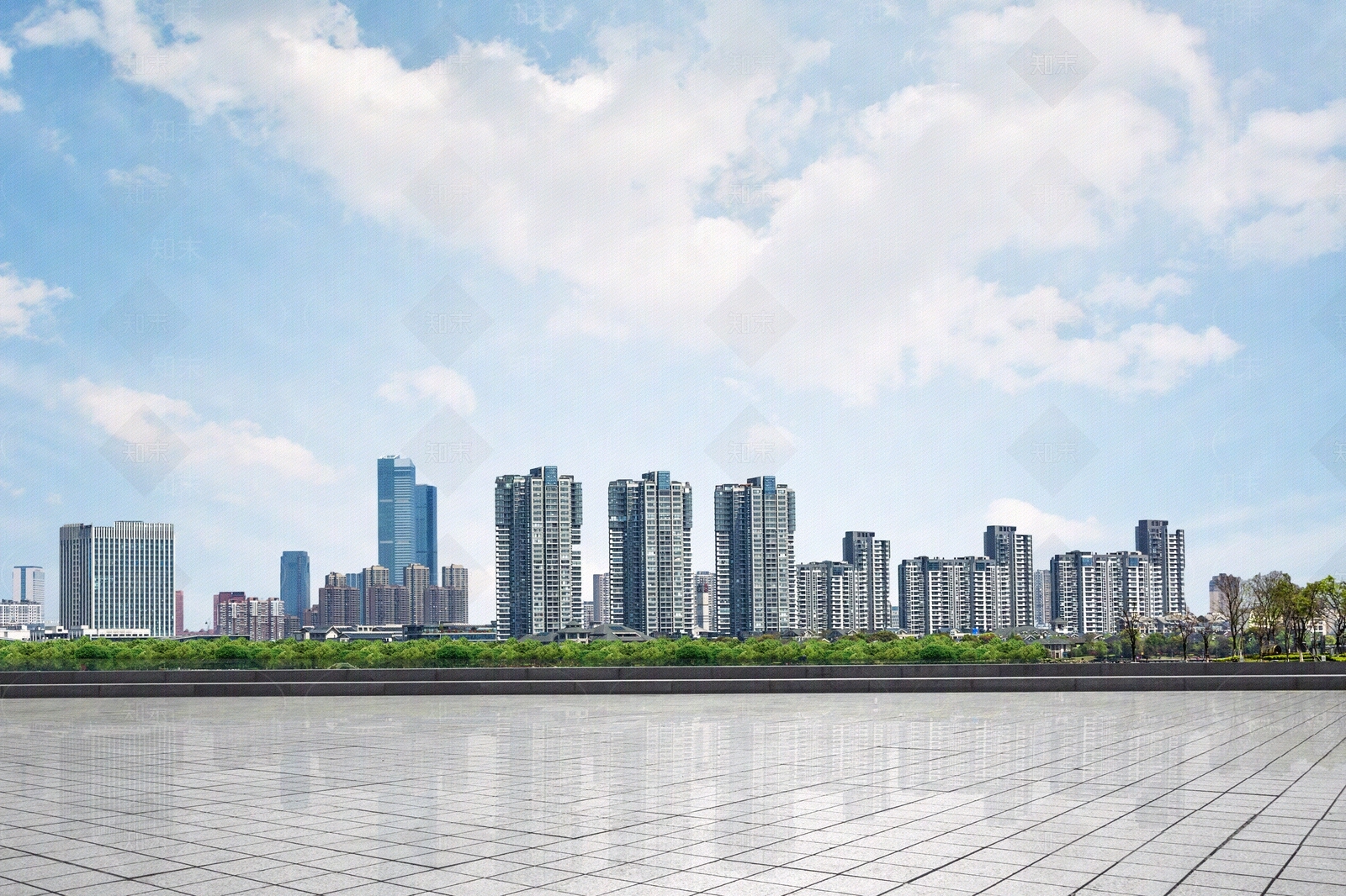 白天城市广场旁外景蓝天贴图下载【ID:1157502112】