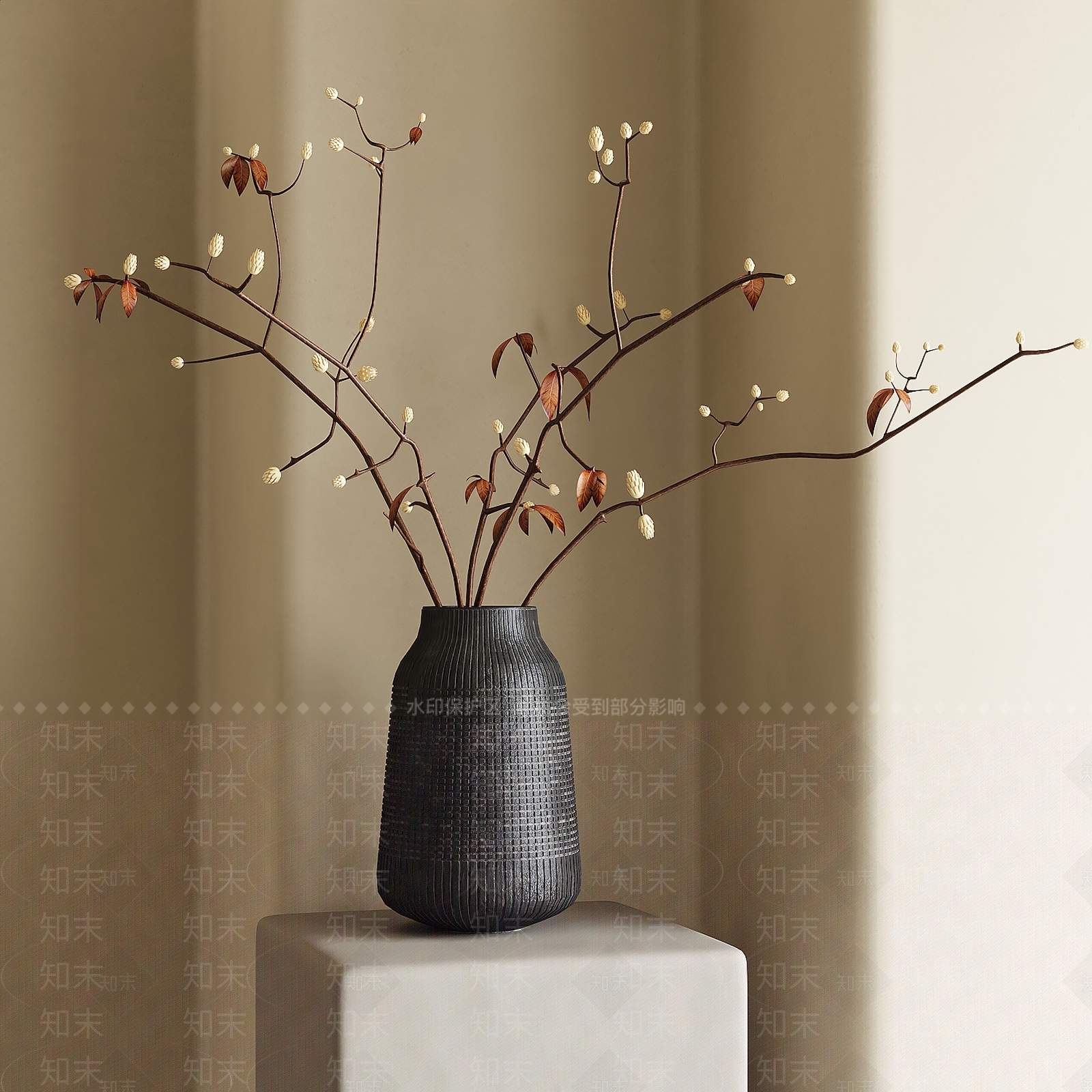 侘寂风干枝花瓶SU模型下载【ID:1157503179】