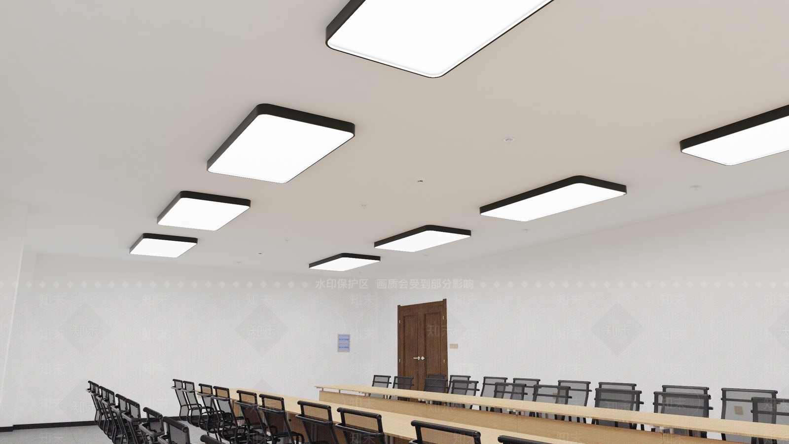 现代办公室吸顶灯3D模型下载【ID:1157511981】