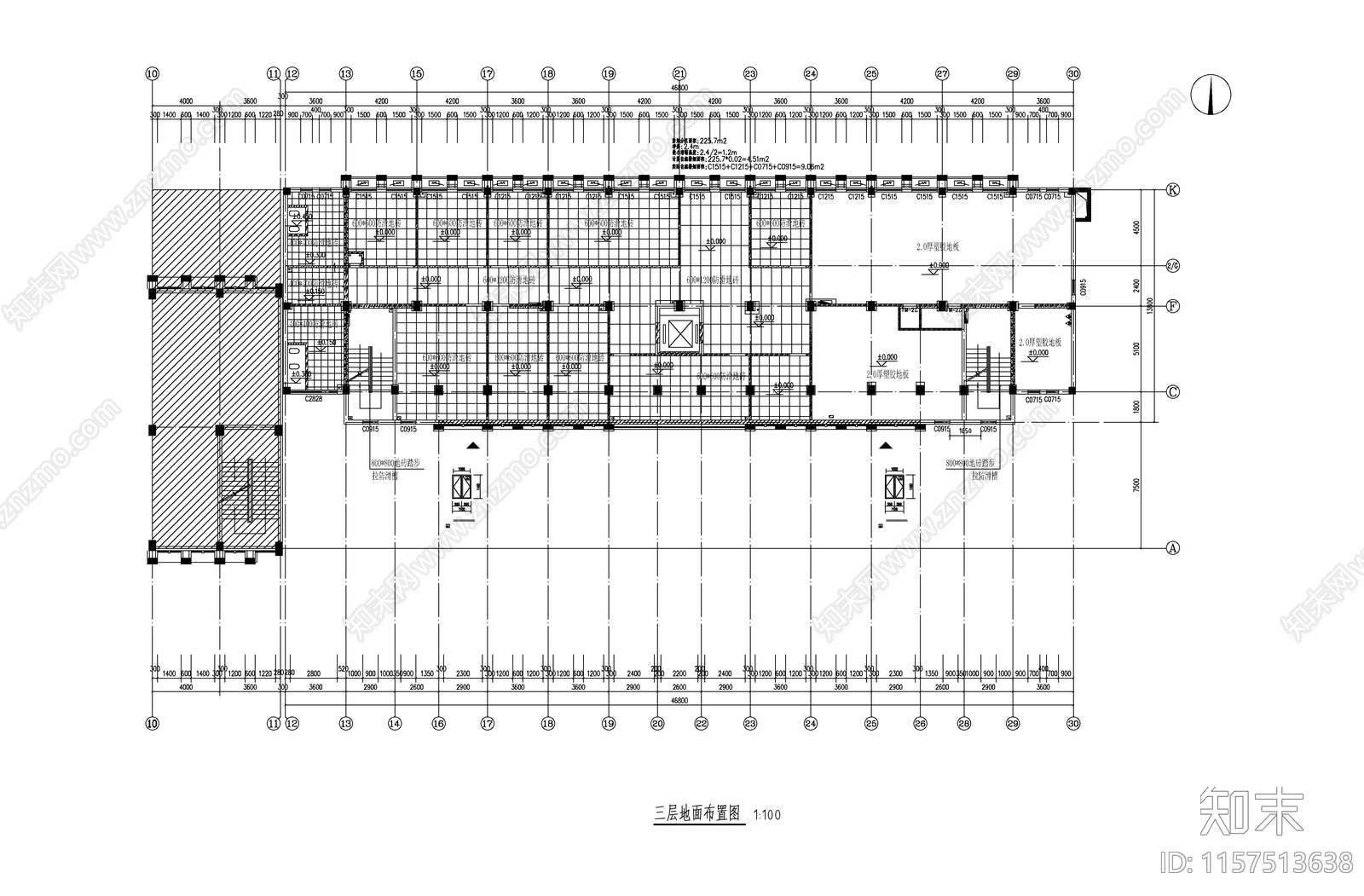 办公楼室内装修及展区cad施工图下载【ID:1157513638】