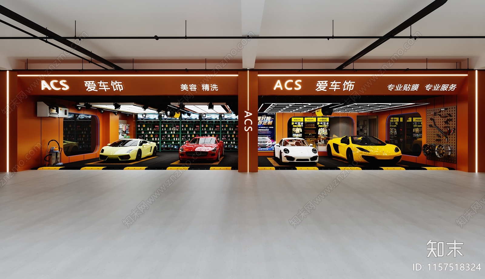 现代洗车店3D模型下载【ID:1157518324】