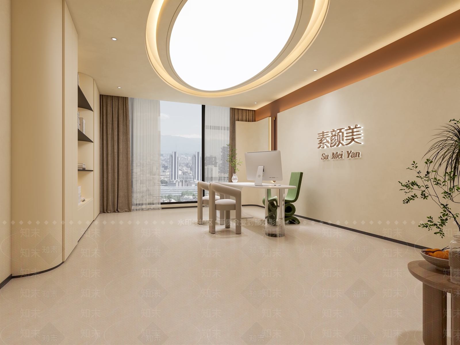 现代奶油风医疗SPA美容院办公接待3D模型下载【ID:1157521000】