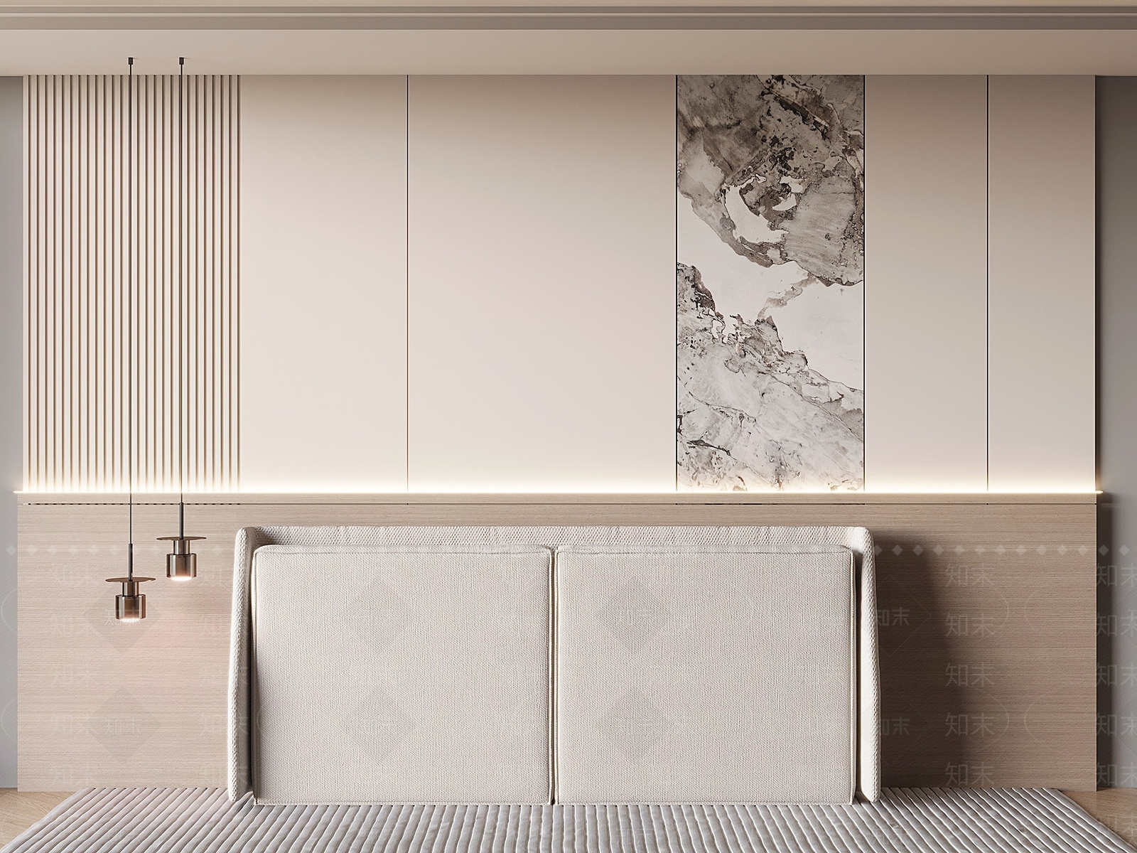 现代卧室背景墙3D模型下载【ID:1157520953】