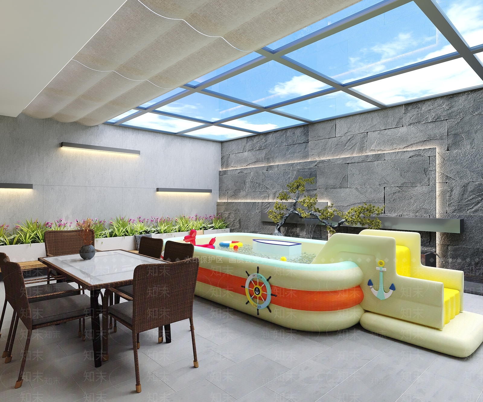 现代儿童游泳池3D模型下载【ID:1157521422】