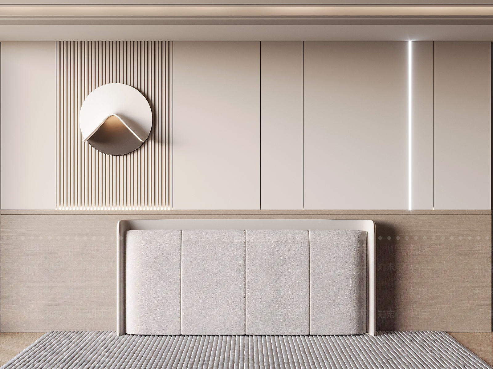 现代卧室床头背景墙3D模型下载【ID:1157522911】