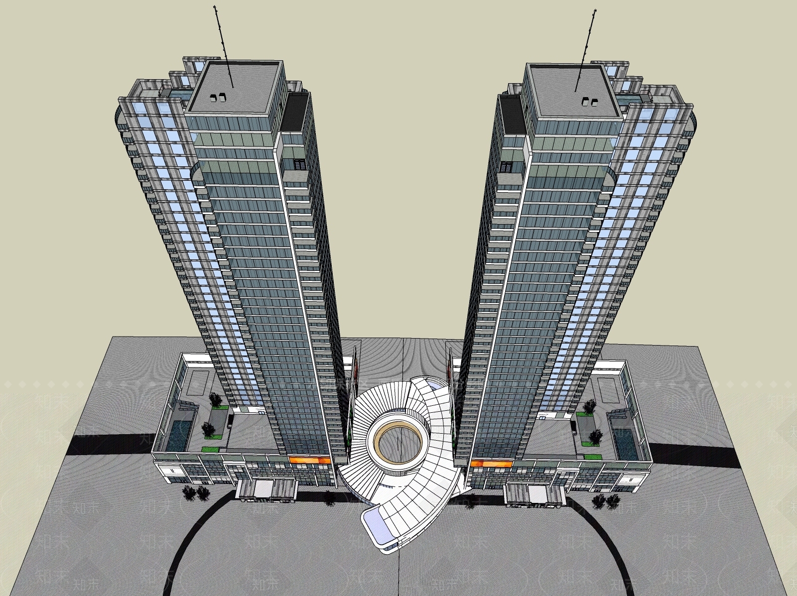 现代商业建筑SU模型下载【ID:1157523039】