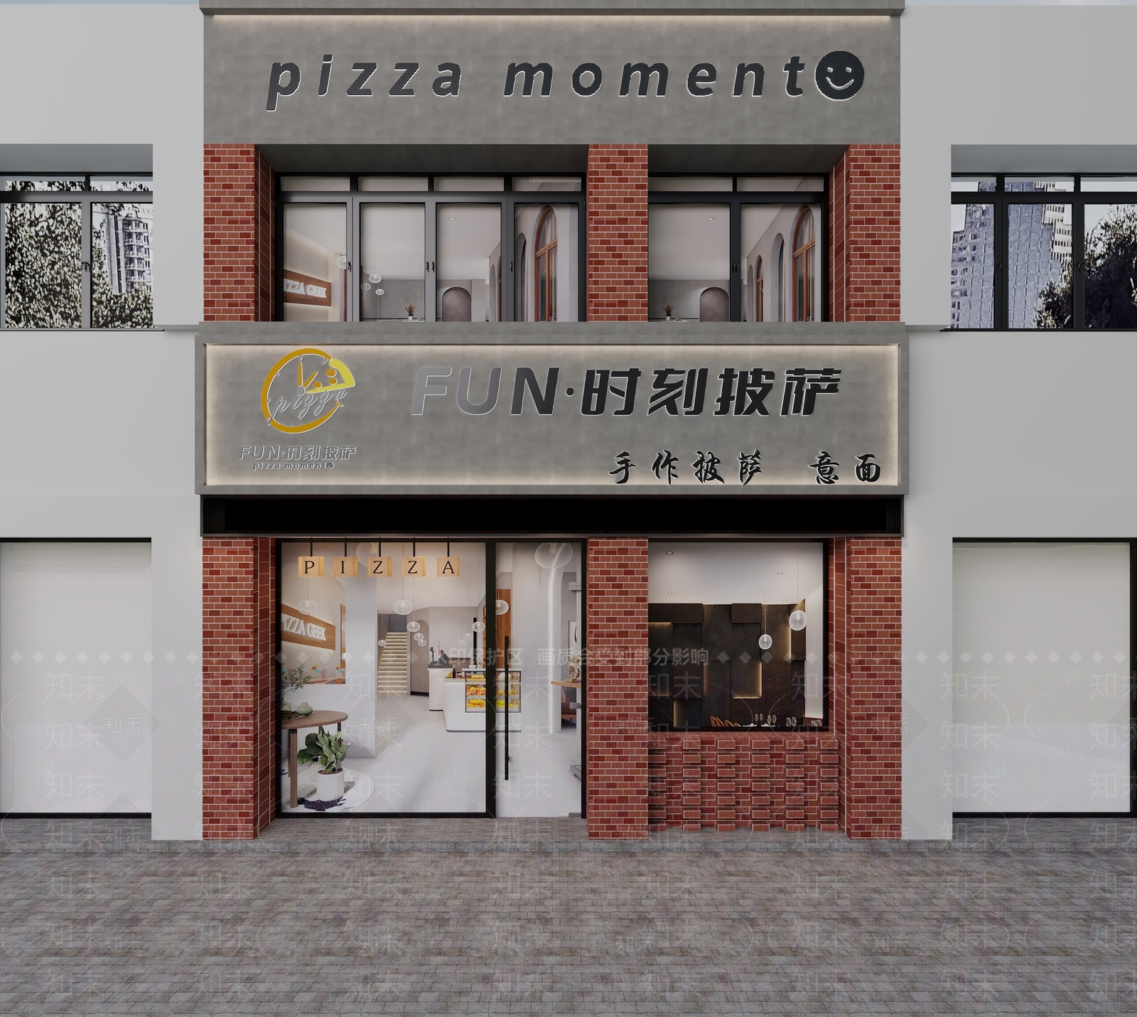现代披萨店门头3D模型下载【ID:1157523573】