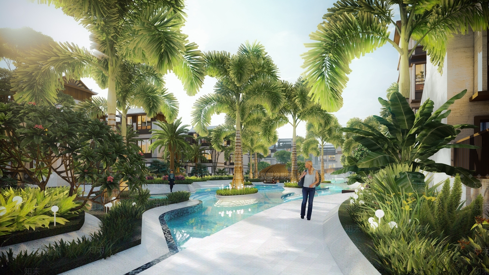 万科东南亚风格小区住宅景观SU模型下载【ID:1157523936】