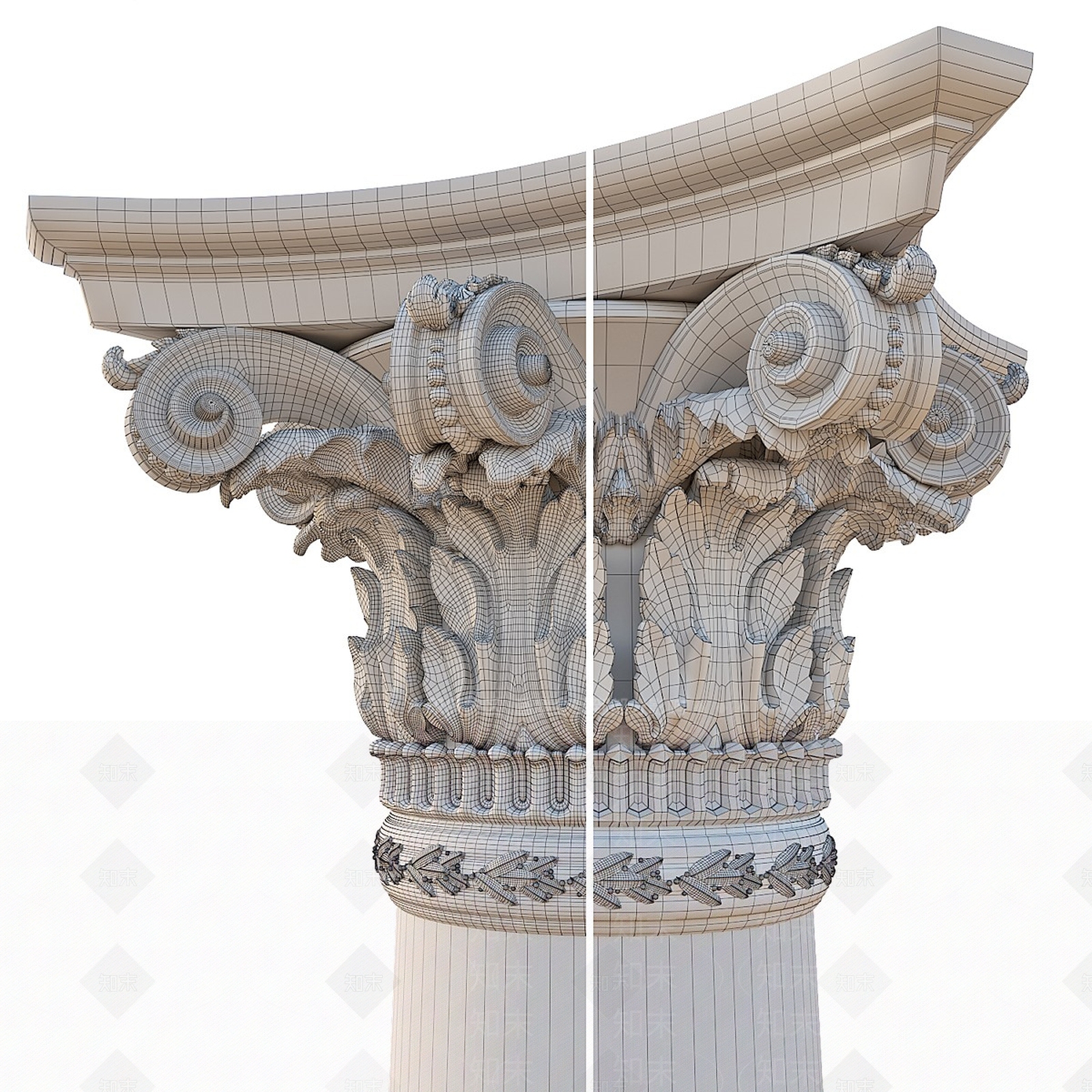 简欧柱子3D模型下载【ID:1157524114】