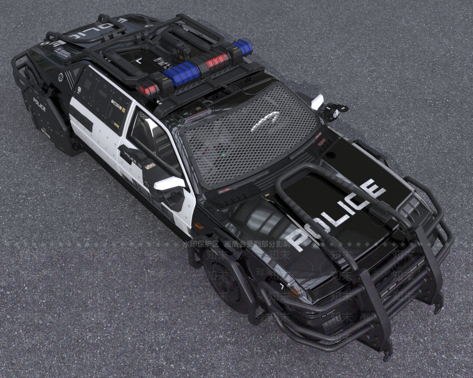 赛博朋克风格警车3D模型下载【ID:1157525763】