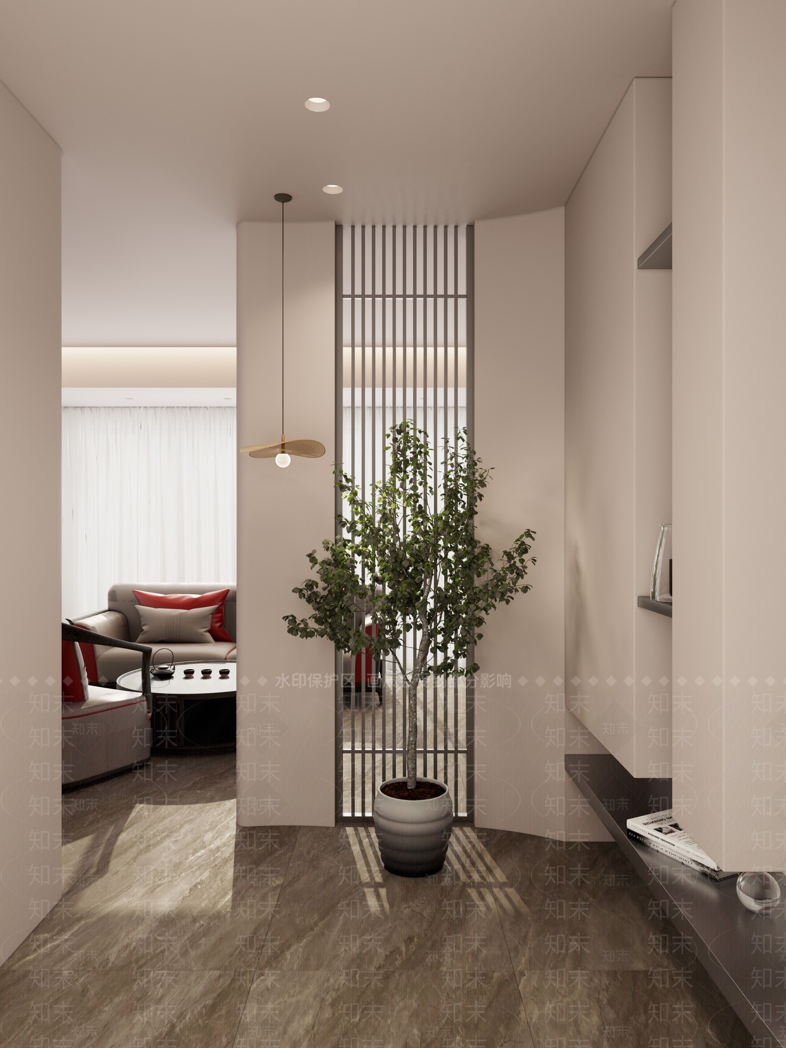 现代中古风入户隔断3D模型下载【ID:1157528364】