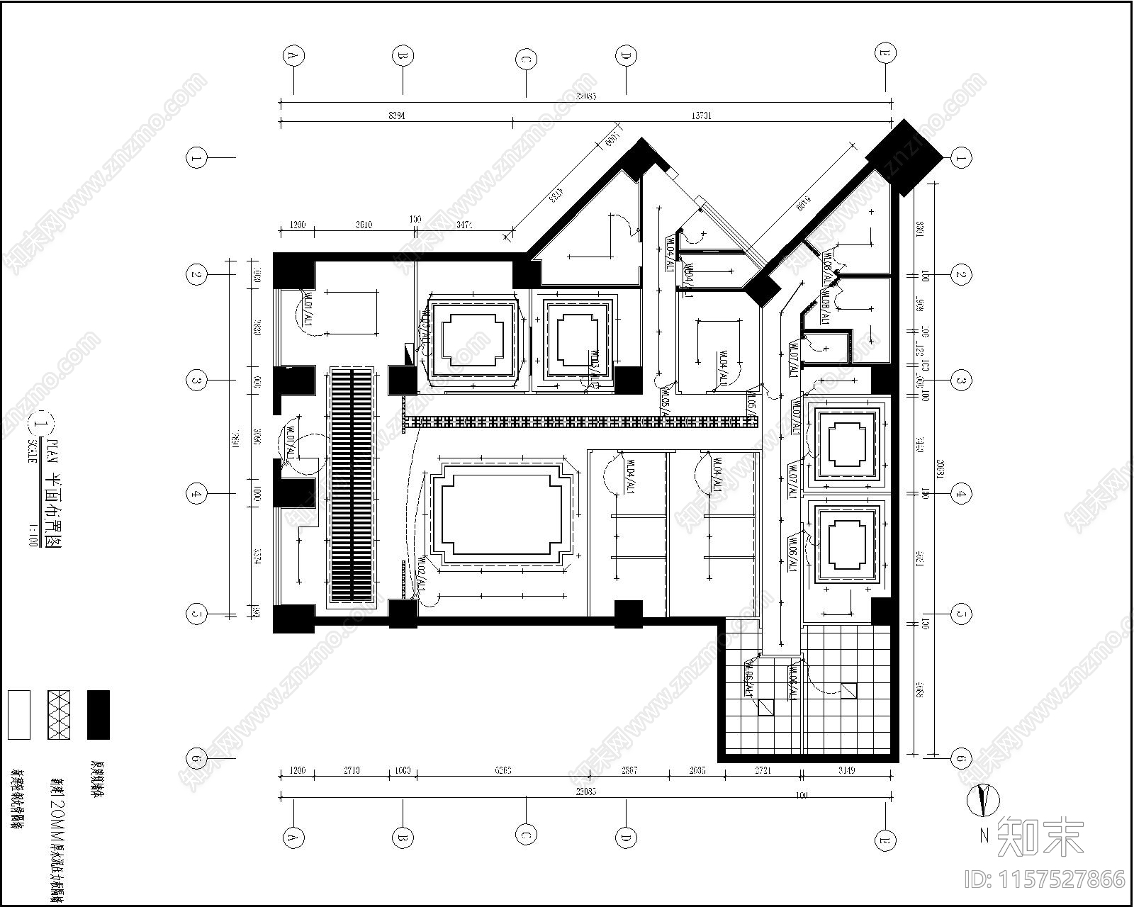 400㎡新中式风格中医诊所cad施工图下载【ID:1157527866】