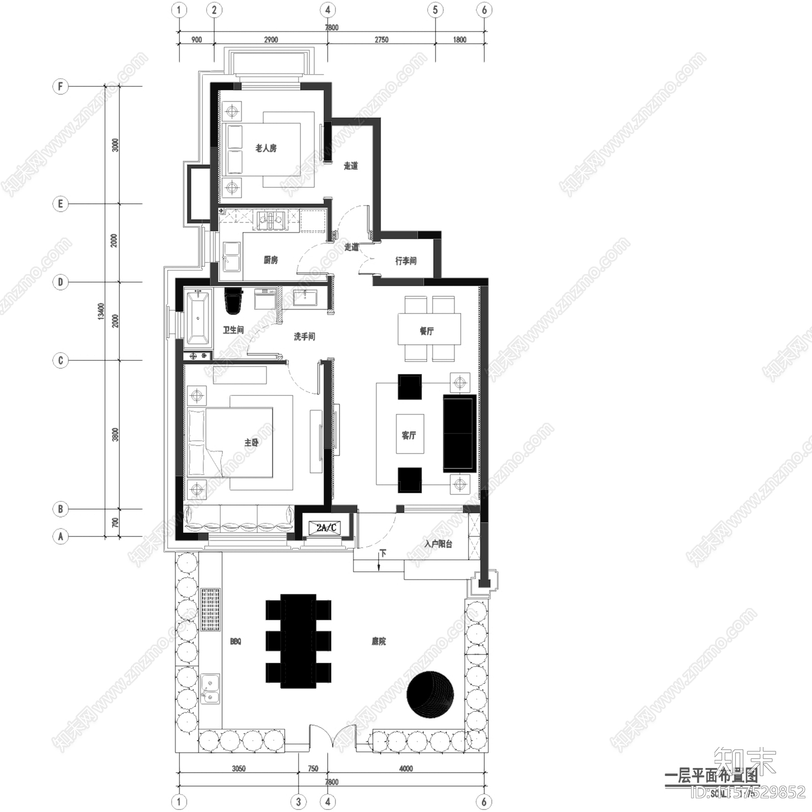 美式现代上海绿地启东DS2样板间室内家装cad施工图下载【ID:1157529852】