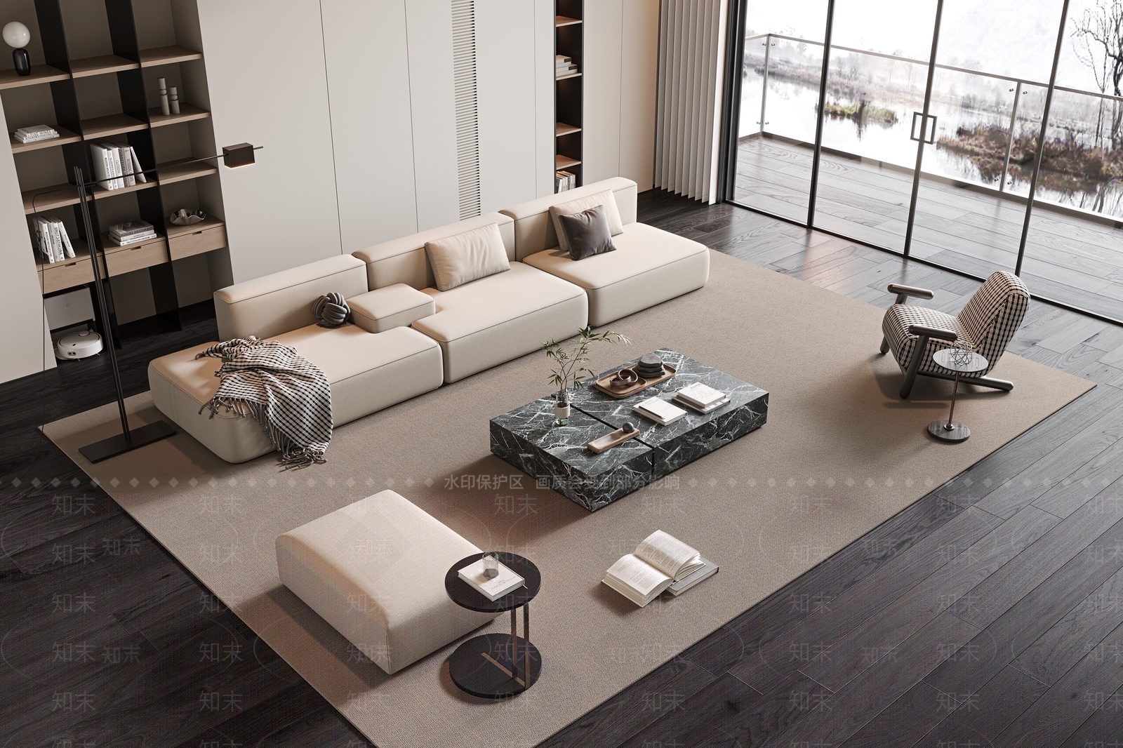 现代沙发茶几组合3D模型下载【ID:1157530723】