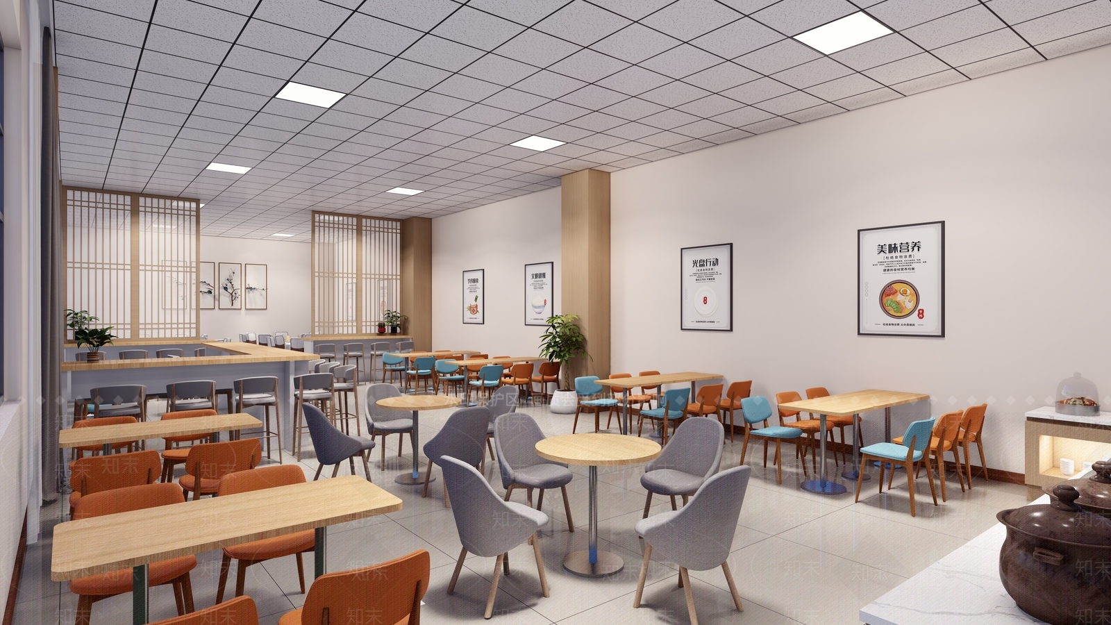 现代自助餐厅SU模型下载【ID:1157530962】