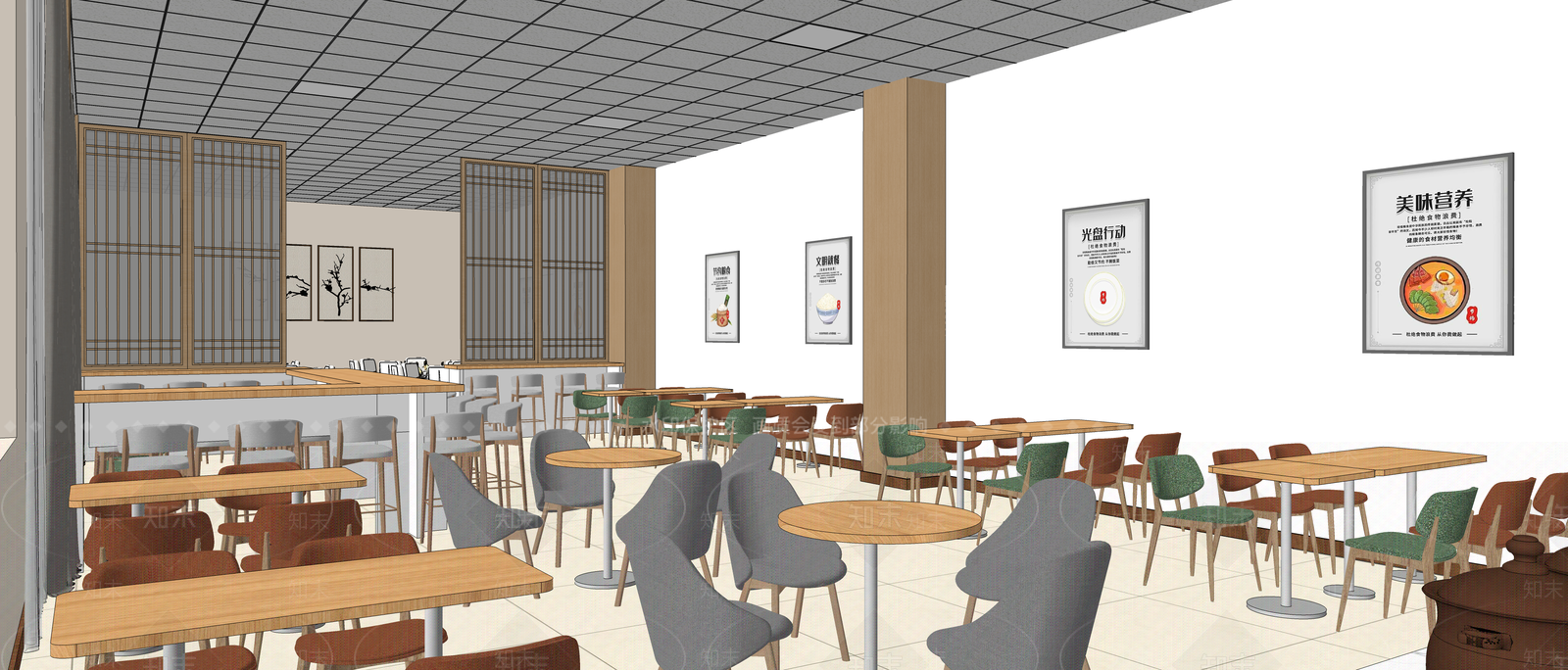 现代自助餐厅SU模型下载【ID:1157530962】