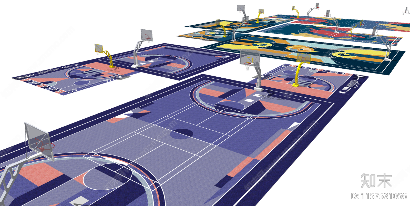 现代户外创意篮球场SU模型下载【ID:1157531056】
