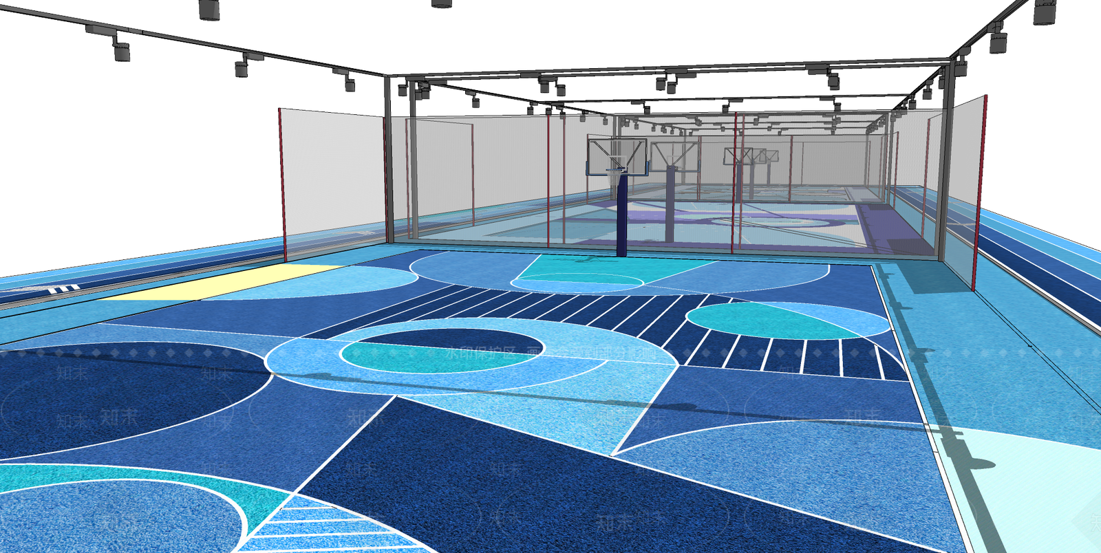现代户外创意篮球运动场地SU模型下载【ID:1157531432】